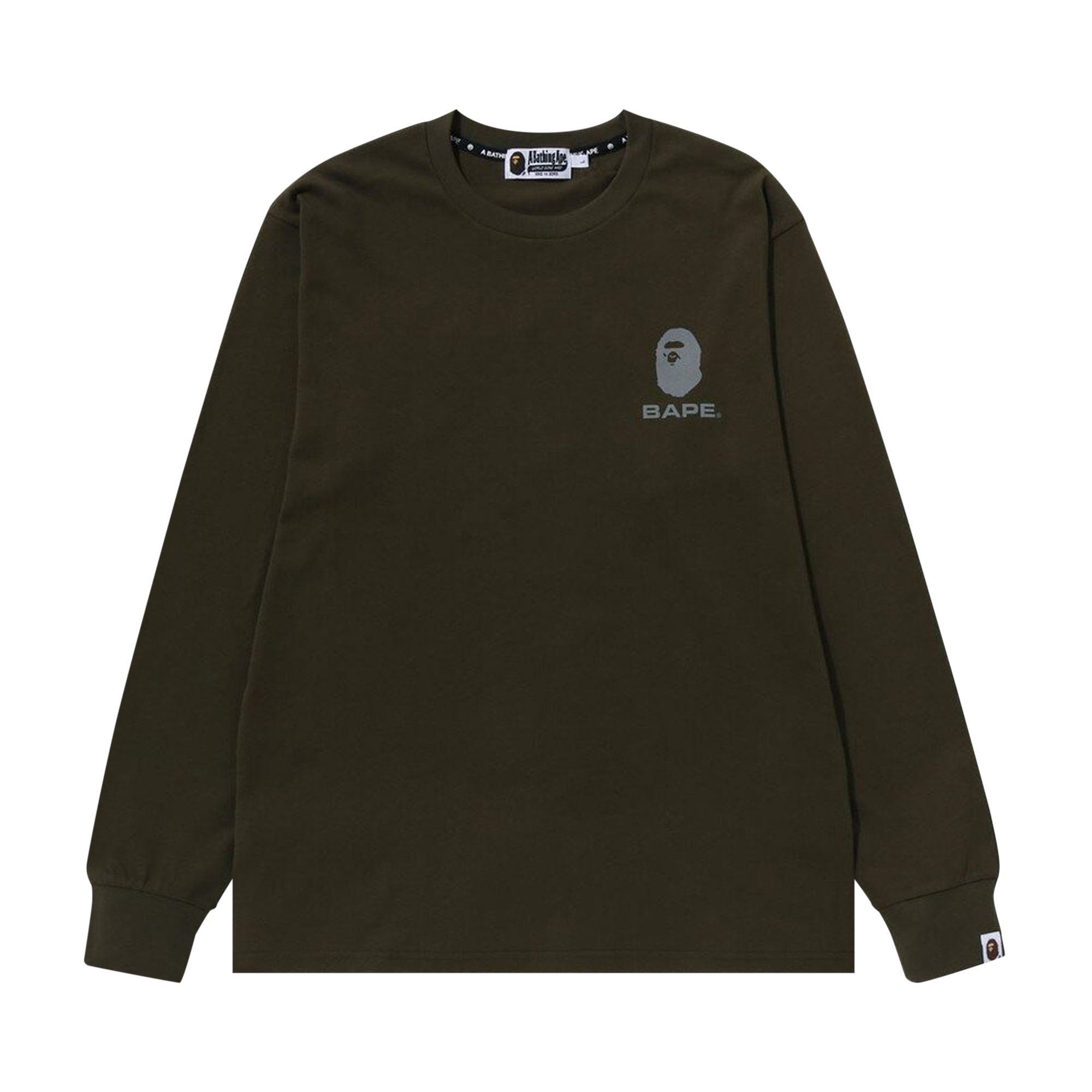 Pre-owned Bape Reflective Print Long-sleeve Tee 'olive Drab' In Green