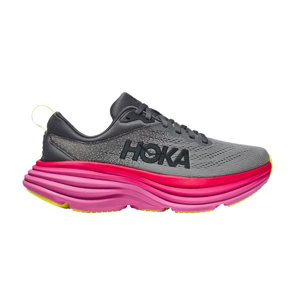 Hoka One One Wmns Bondi 8 'Castlerock Strawberry' | Grey | Women's Size 7.5