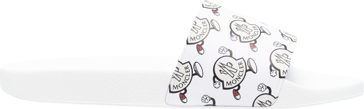 Moncler Basile Slide 'Logo Print - White'
