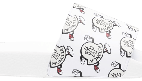 Moncler Basile Slide Logo Print   White