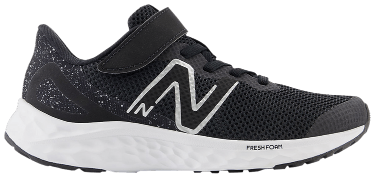 New Balance Fresh Foam Arishi v4 Bungee Lace Top Strap Little Kid Wide Black Silver Metallic