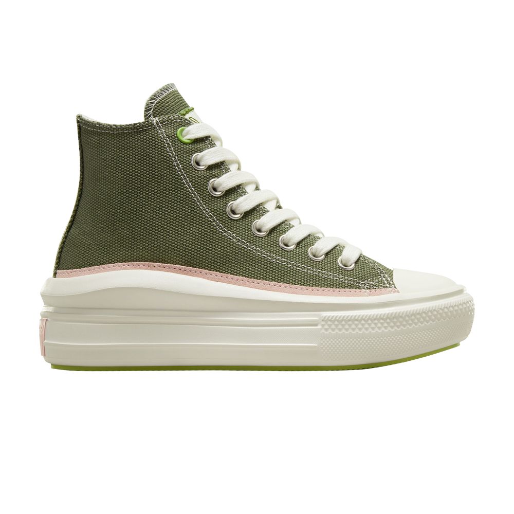 Pre-owned Converse Wmns Chuck Taylor All Star Move High 'mixed Material - Utility' In Green