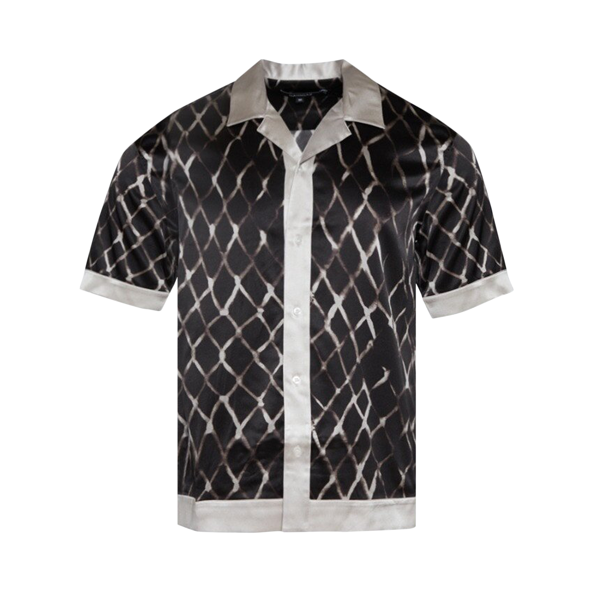 Pre-owned Nahmias Colorblock Swish Short-sleeve Silk Shirt 'black Swish'