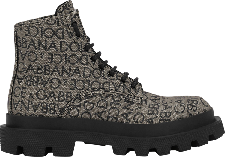 Dolce & Gabbana Combat Boot 'Allover Logo - Marrone'