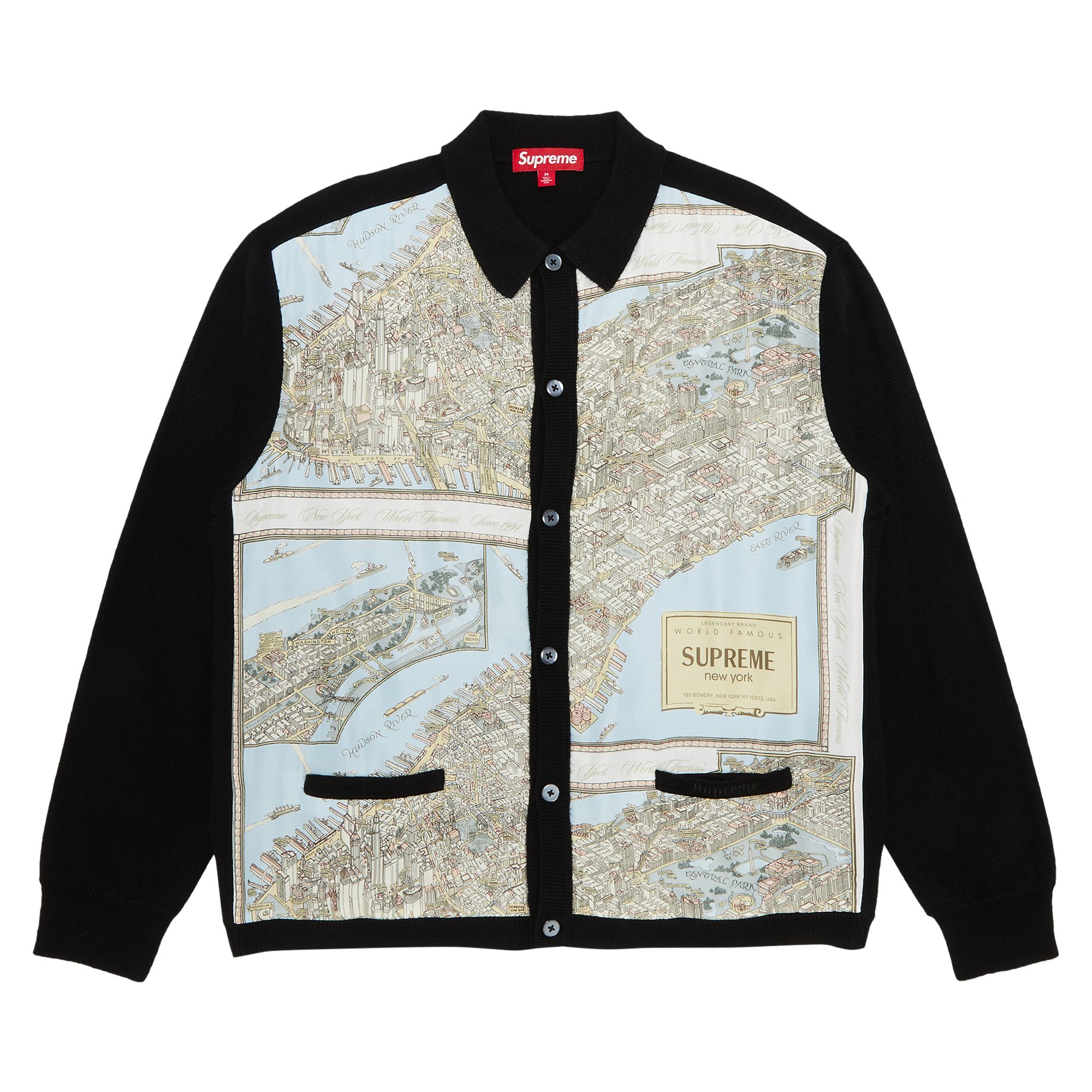 Supreme Silk Map Cardigan 'Black' | Men's Size L