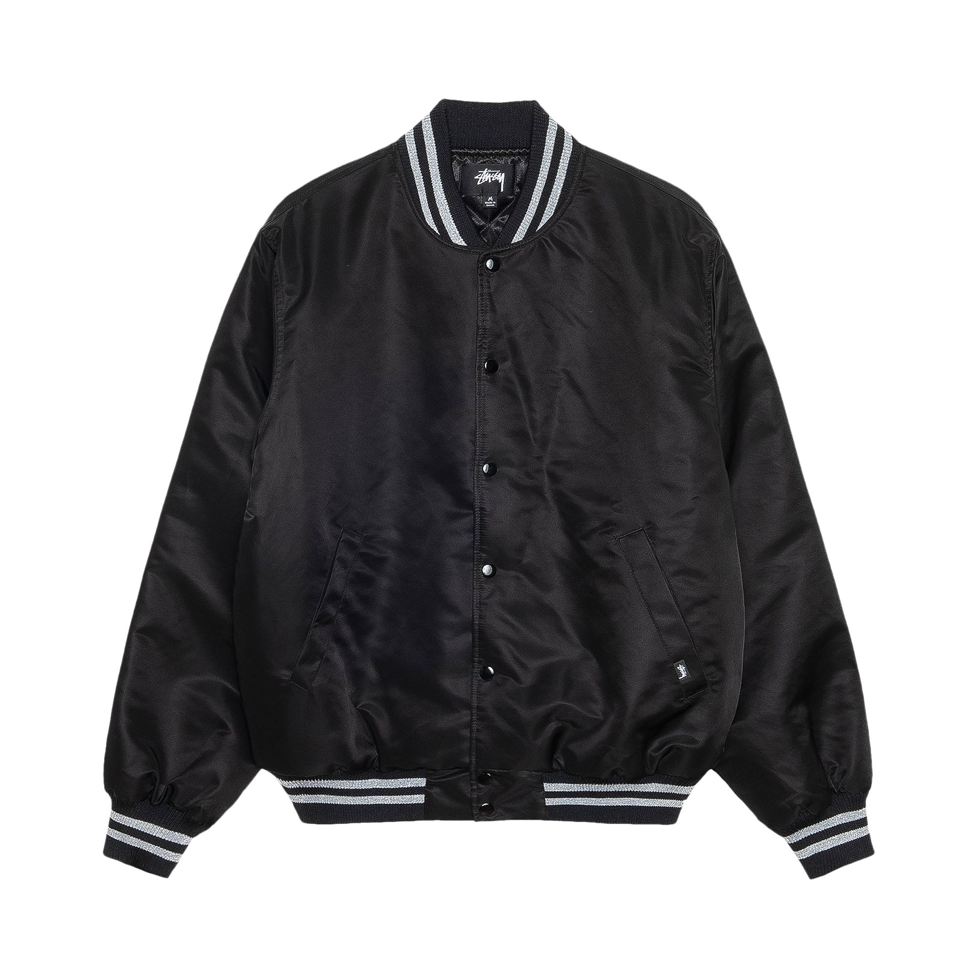 Pre-owned Stussy Sequins Satin Jacket 'black'