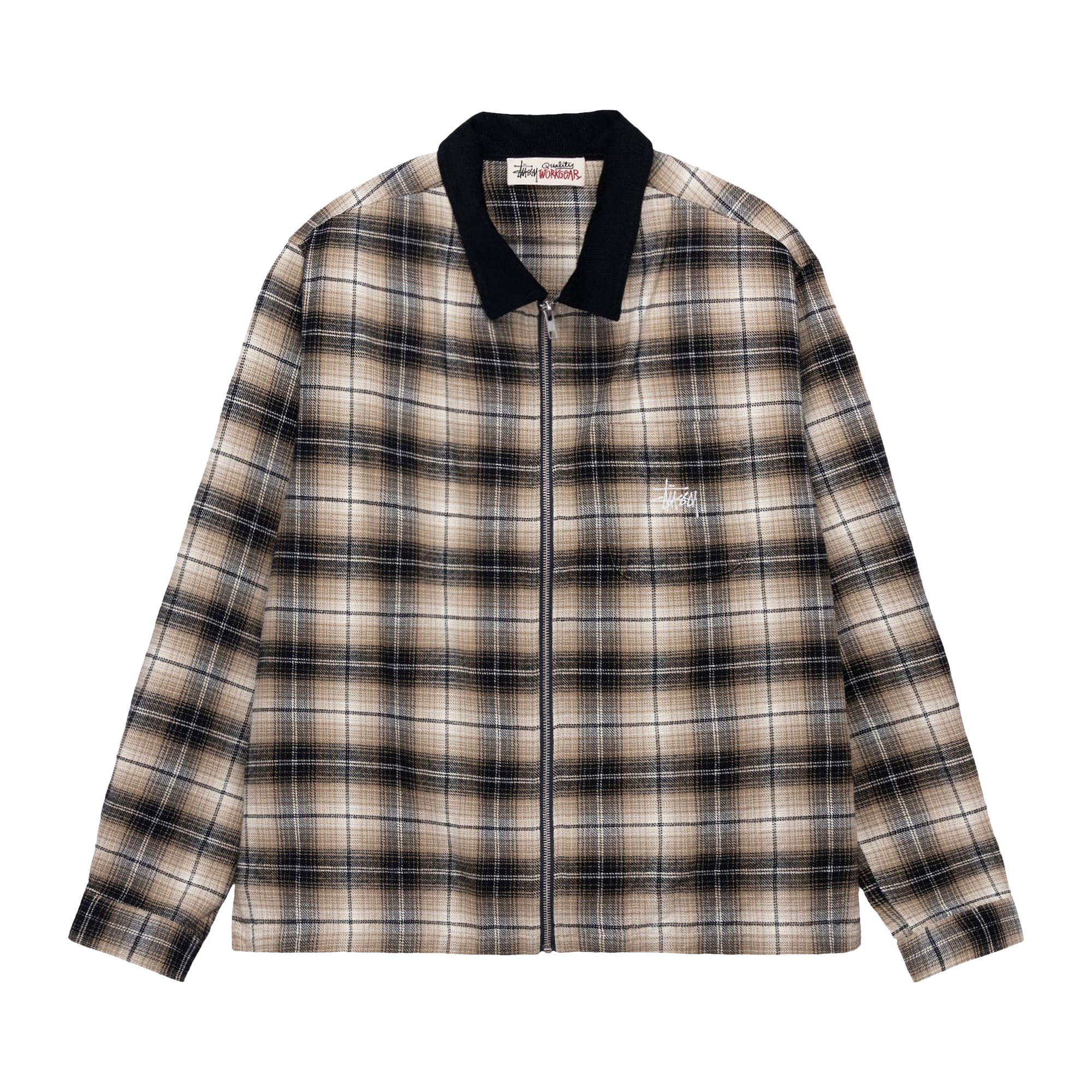 Stussy Frank Plaid Zip Shirt 'Taupe' | Multi-Color | Men's Size L