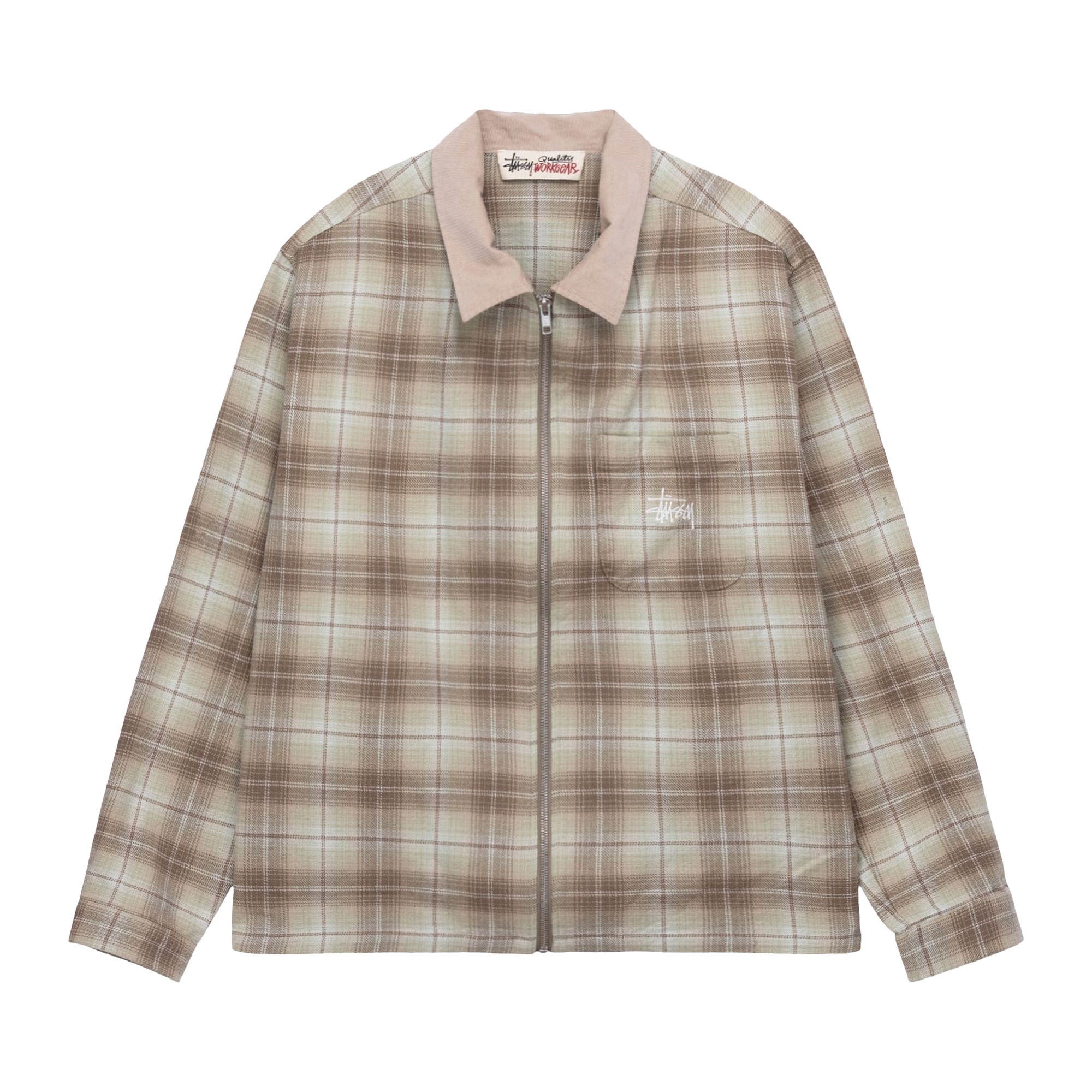 Stussy Frank Plaid Zip Shirt 'Tan' | Multi-Color | Men's Size M