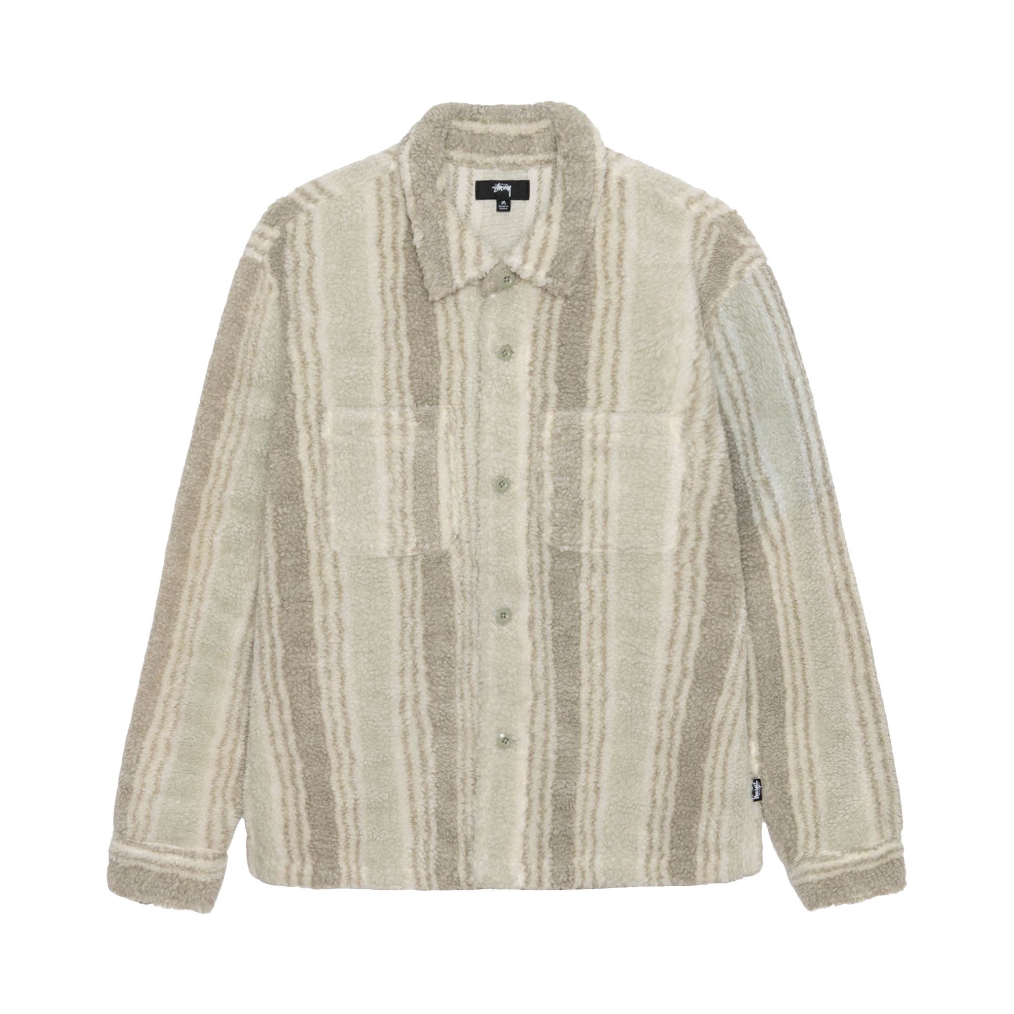 Stussy Striped Sherpa Shirt 'Natural' | Multi-Color | Men's Size M
