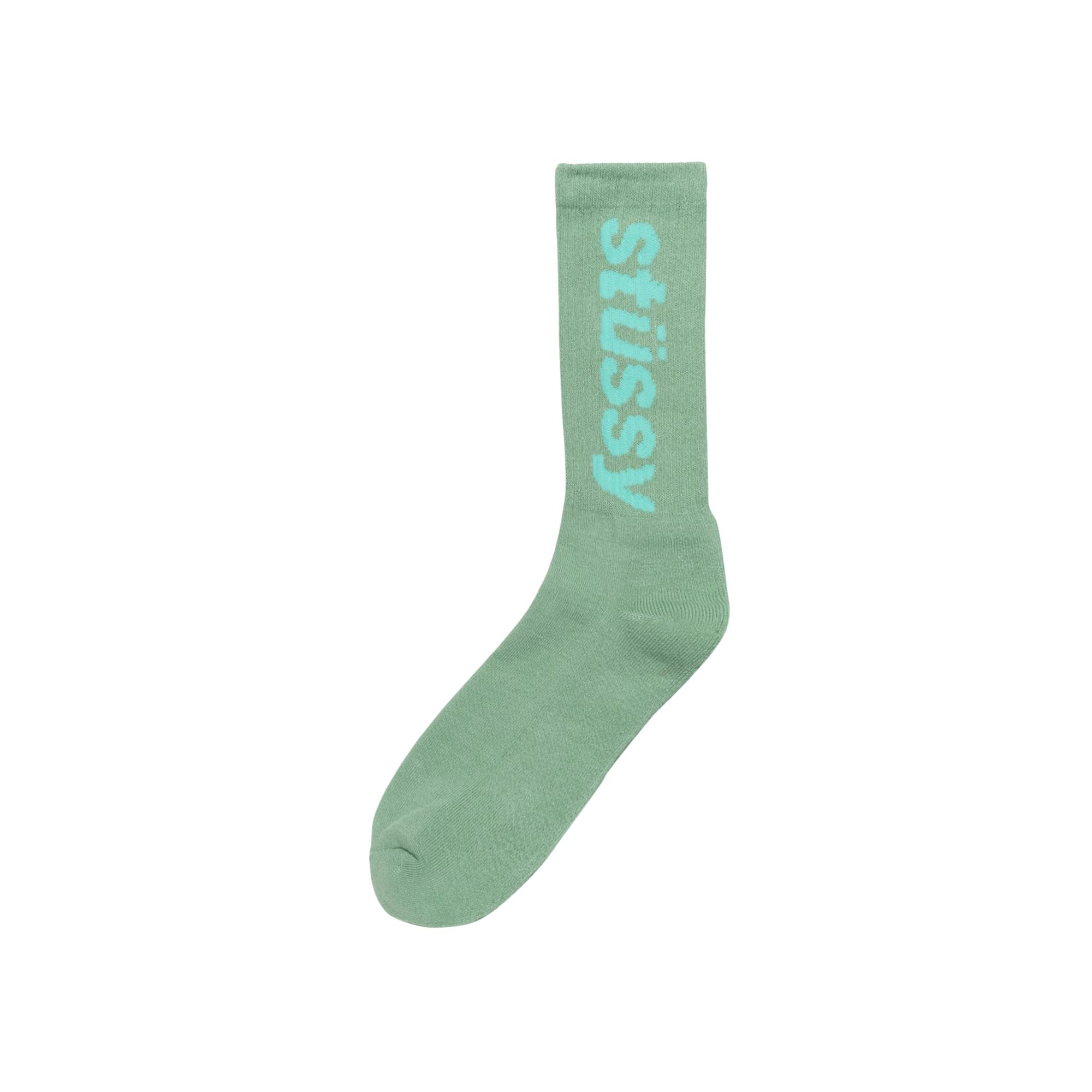 Pre-owned Stussy Helvetica Crew Socks 'pistachio/aqua' | Green | Men's Size Onesize