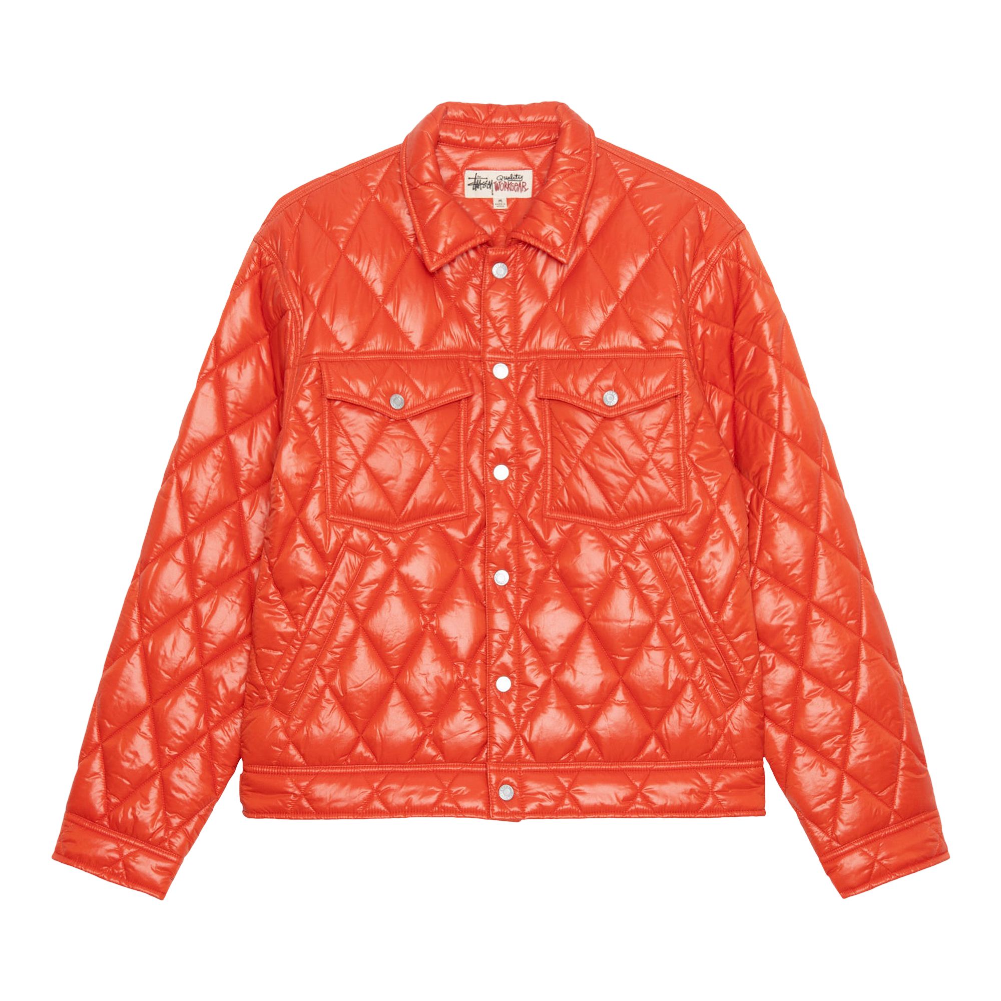 Pre-owned Stussy Ranch Jacket Quilted Nylon 'persimmon' | Orange | Men's Size M