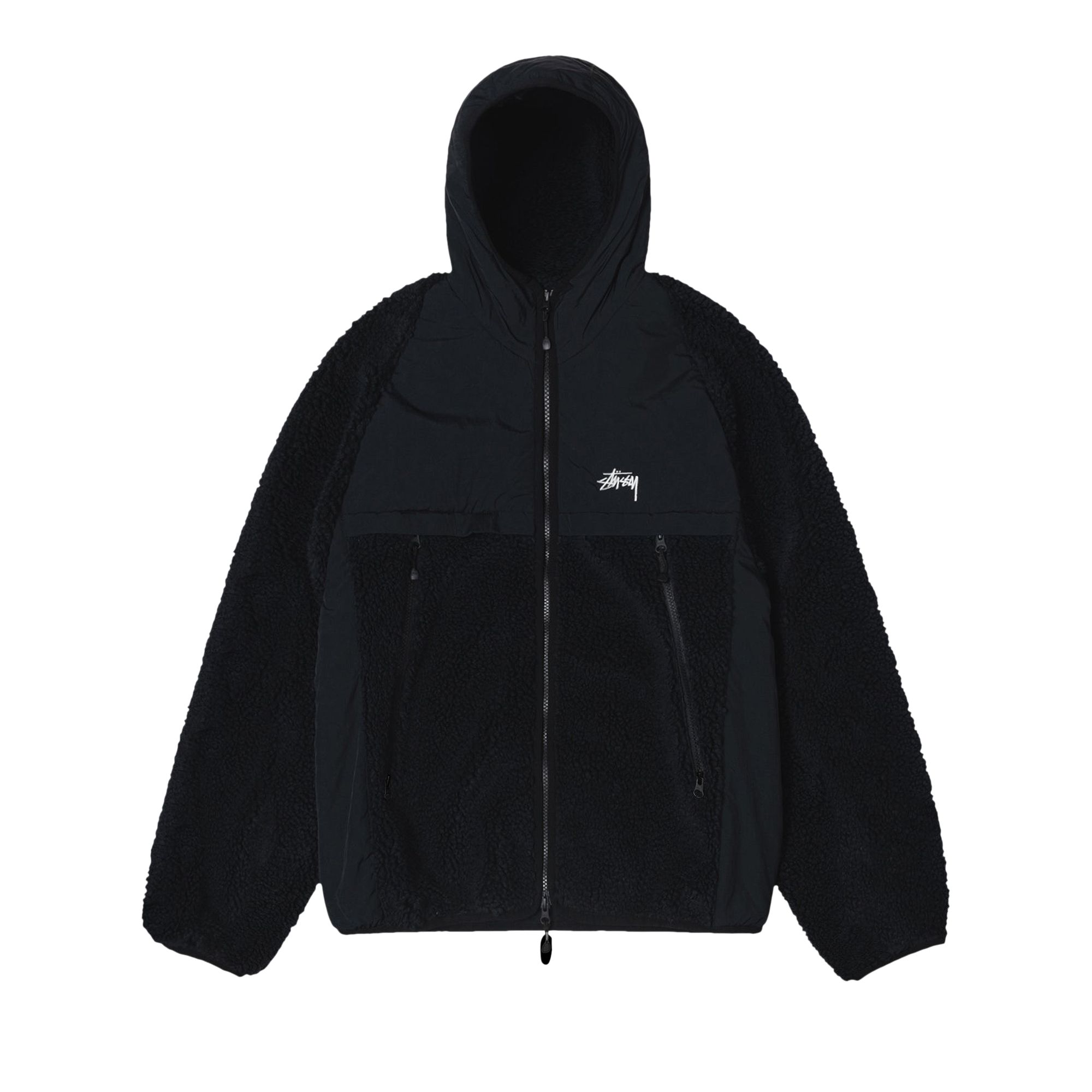 Stussy Sherpa Paneled Hooded Jacket 'Black' | Men's Size S