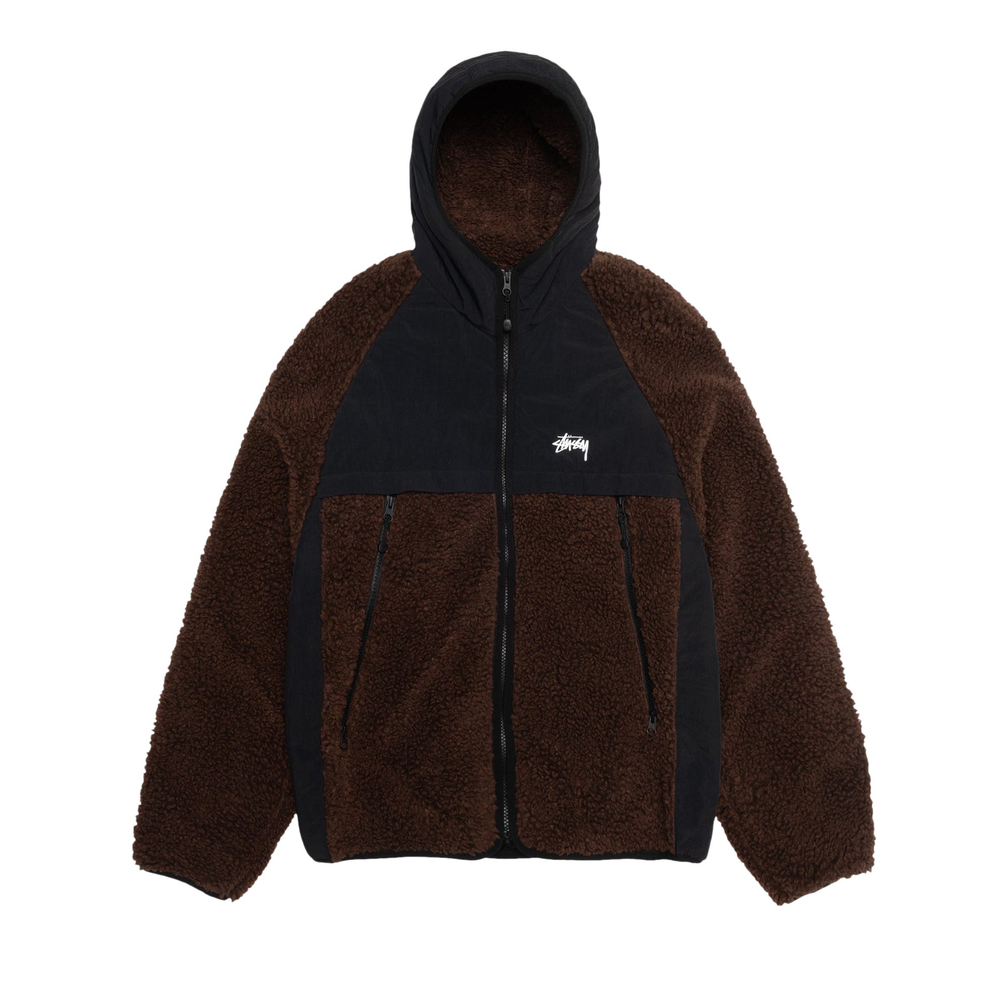 Pre-owned Stussy Sherpa Paneled Hooded Jacket 'brown'