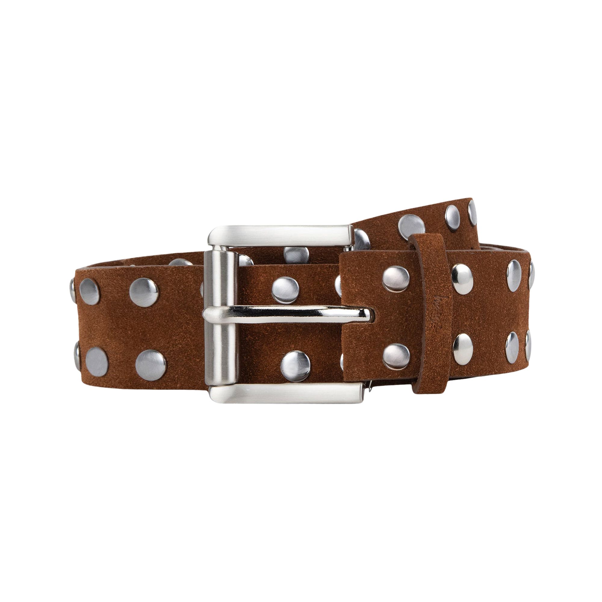 Pre-owned Stussy 8 Ball Studded Belt 'brown Suede' | Men's Size L/xl