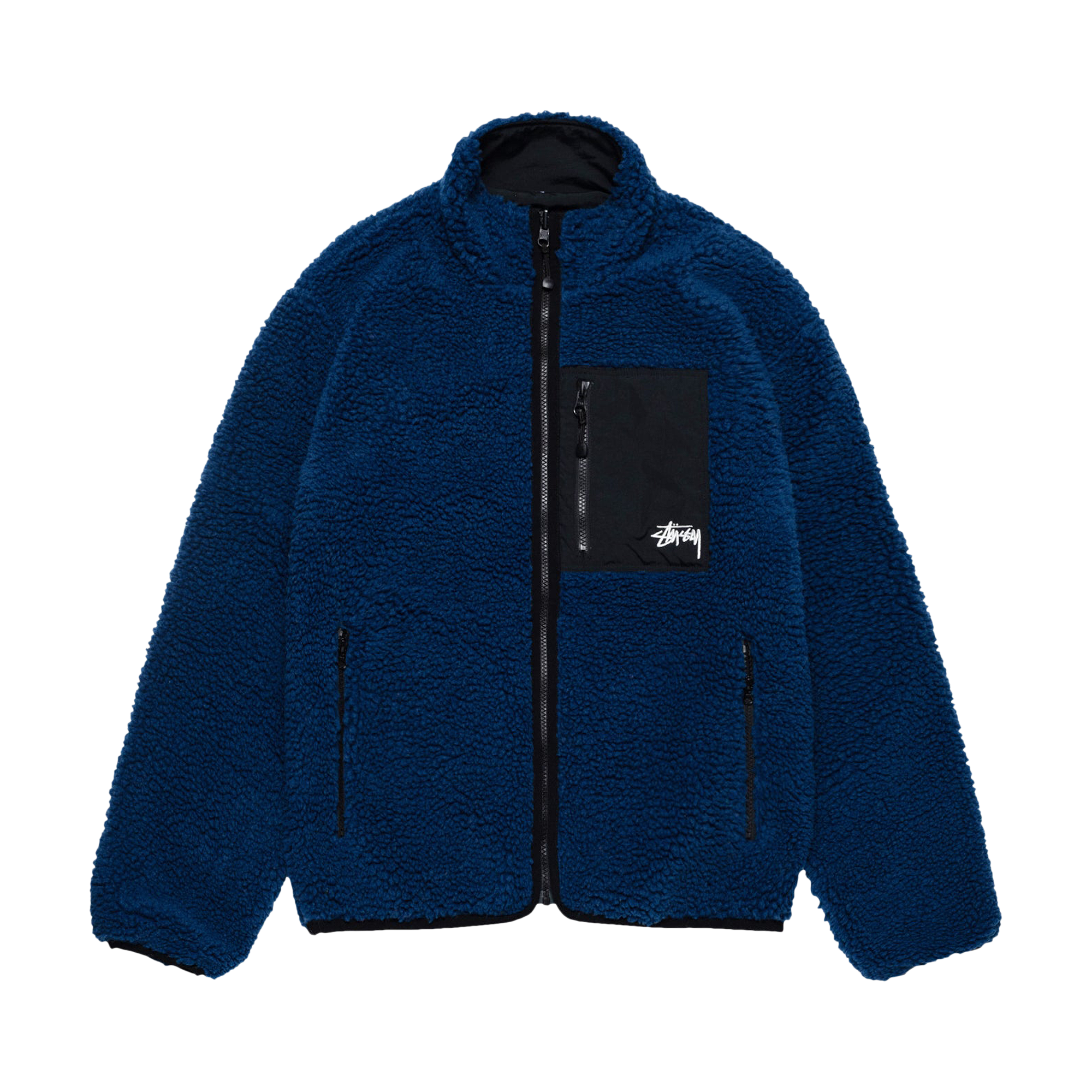 Pre-owned Stussy Sherpa Reversible Jacket 'weathered Blue'