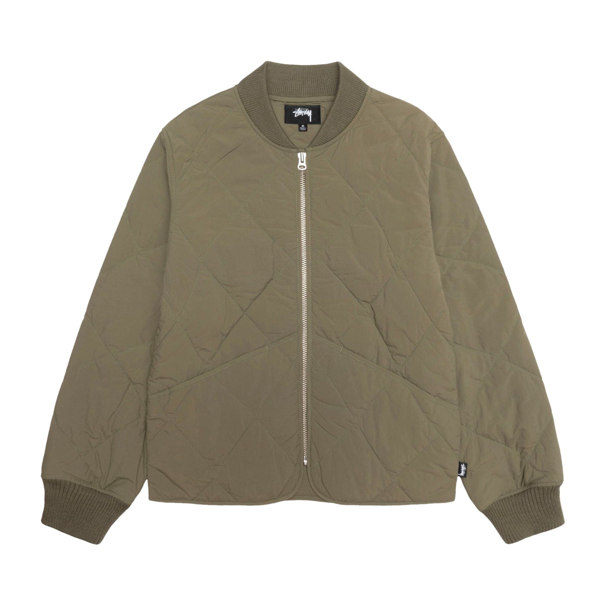 Pre-owned Stussy 8 Ball Quilted Liner Jacket 'olive' In Green