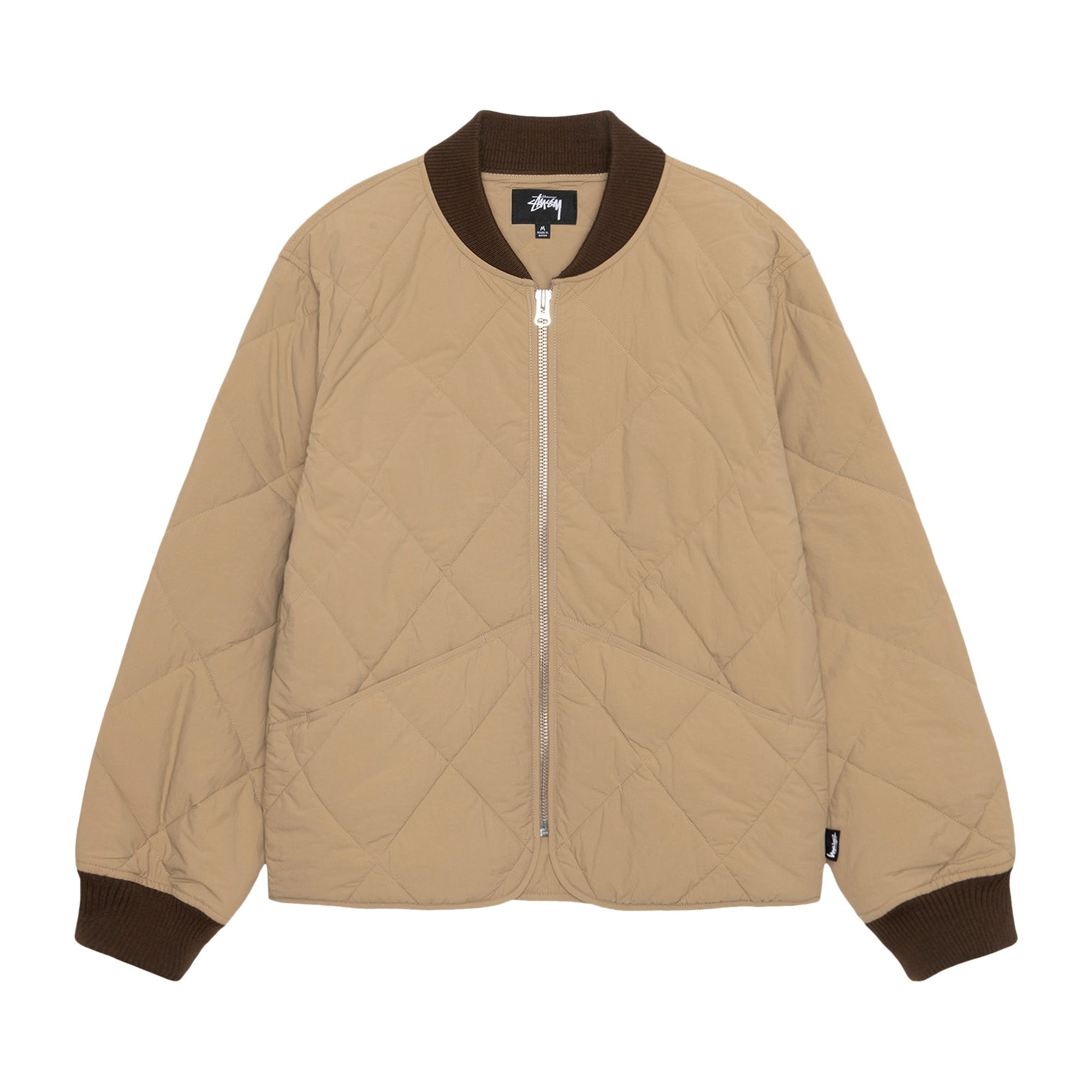 Pre-owned Stussy 8 Ball Quilted Liner Jacket 'brown' In Tan