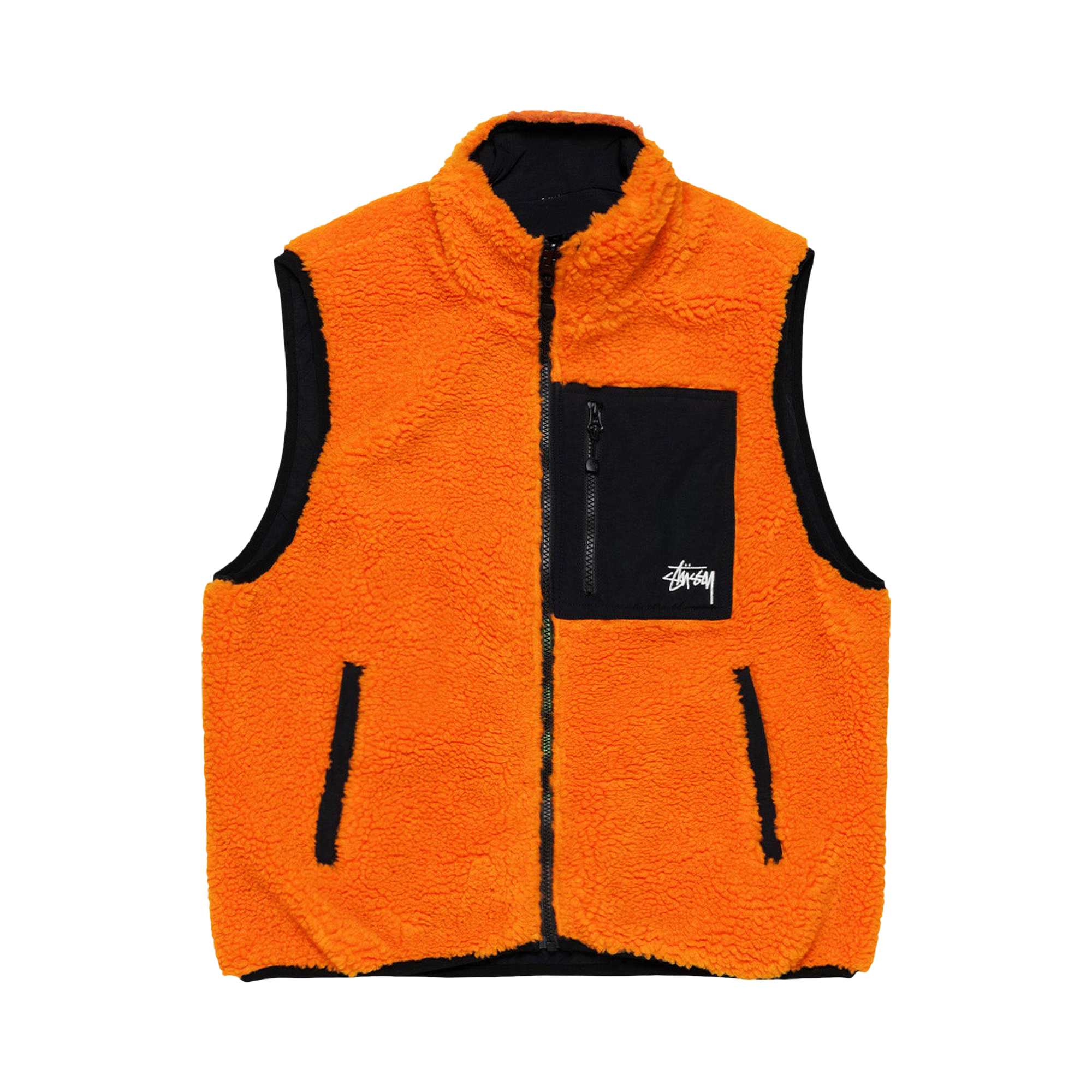 Pre-owned Stussy Sherpa Reversible Vest 'tangerine' In Orange