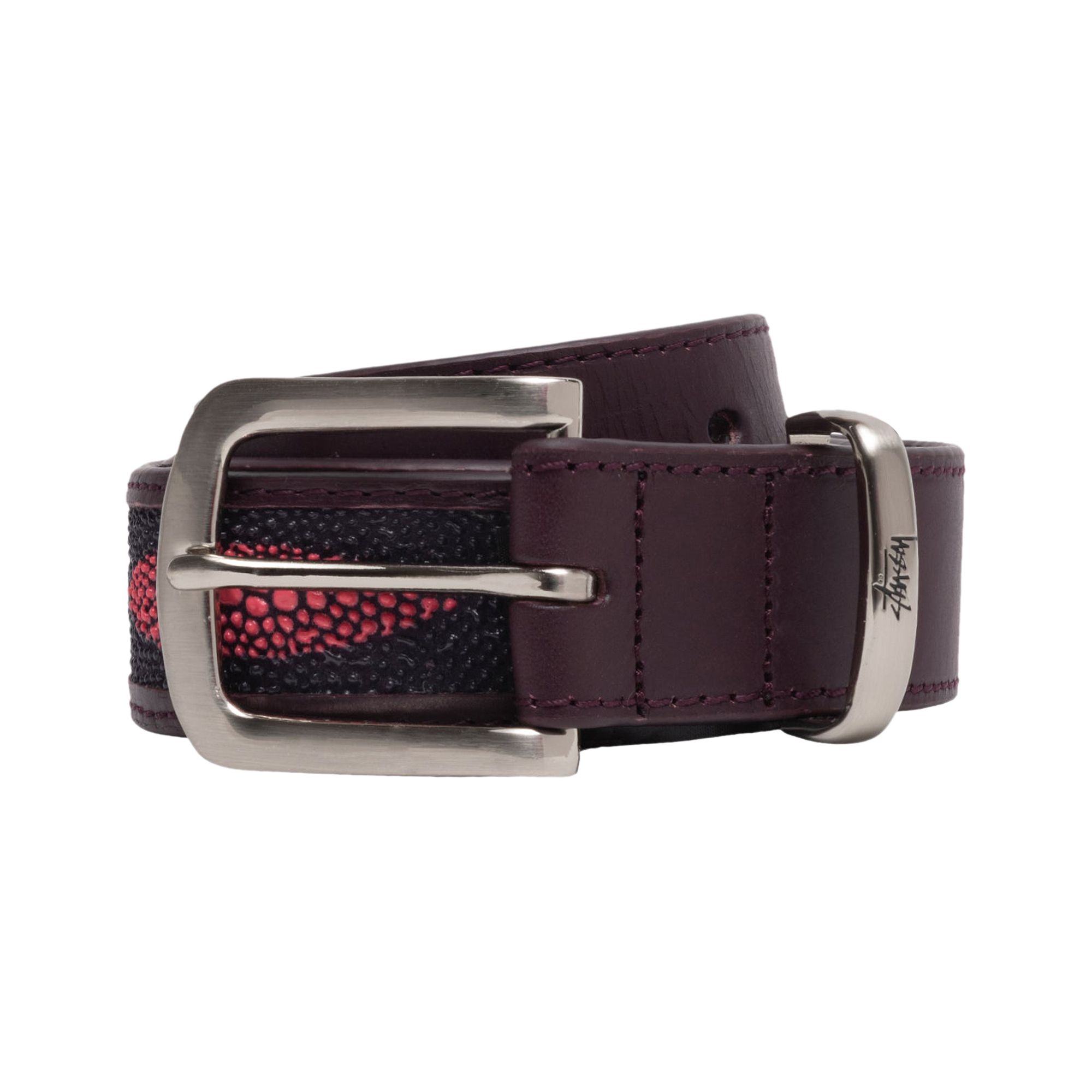 Pre-owned Stussy Manta Ray Print Overlay Belt 'plum' | Brown | Men's Size L/xl