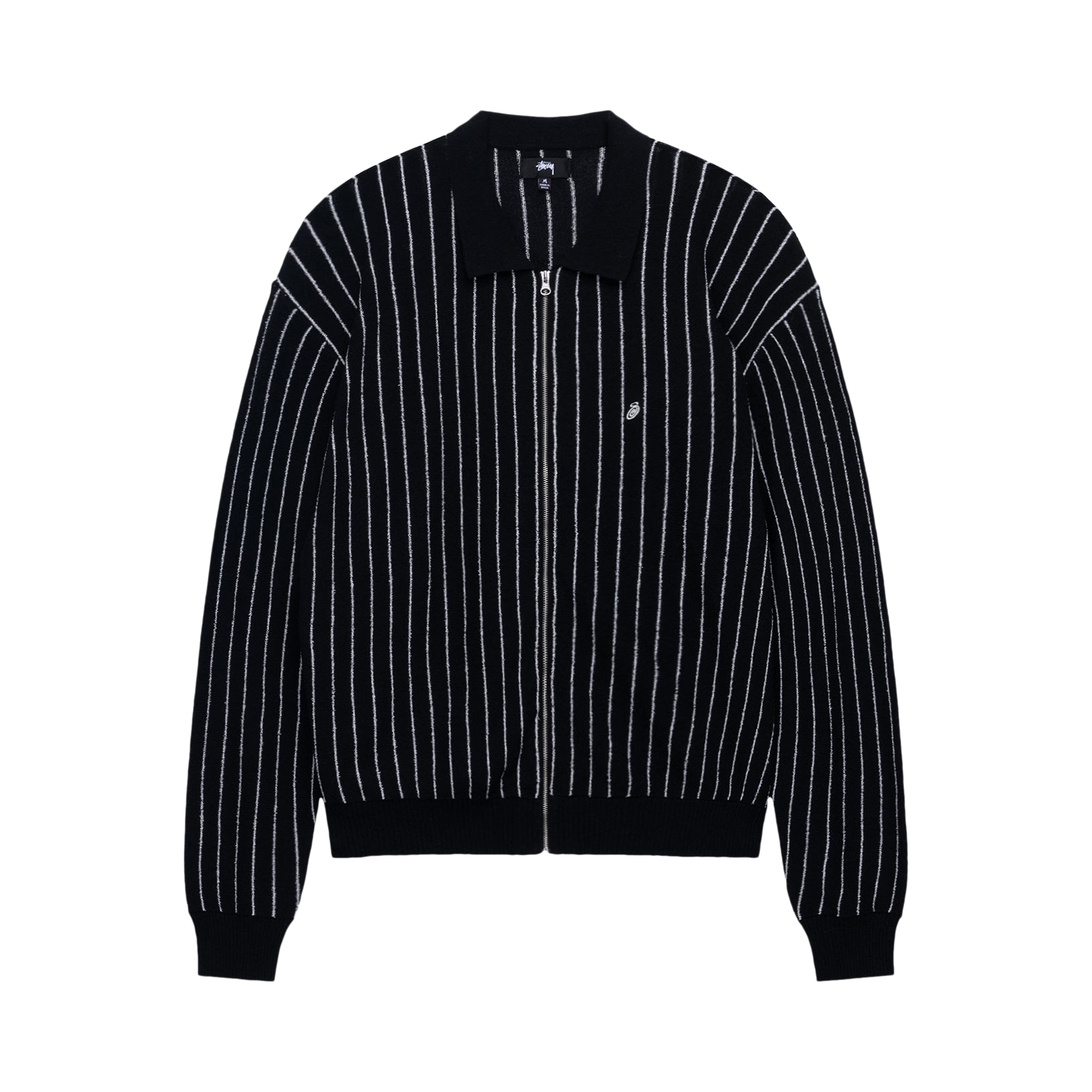 Pre-owned Stussy Light Weight Long-sleeve Zip Polo 'black Stripe'