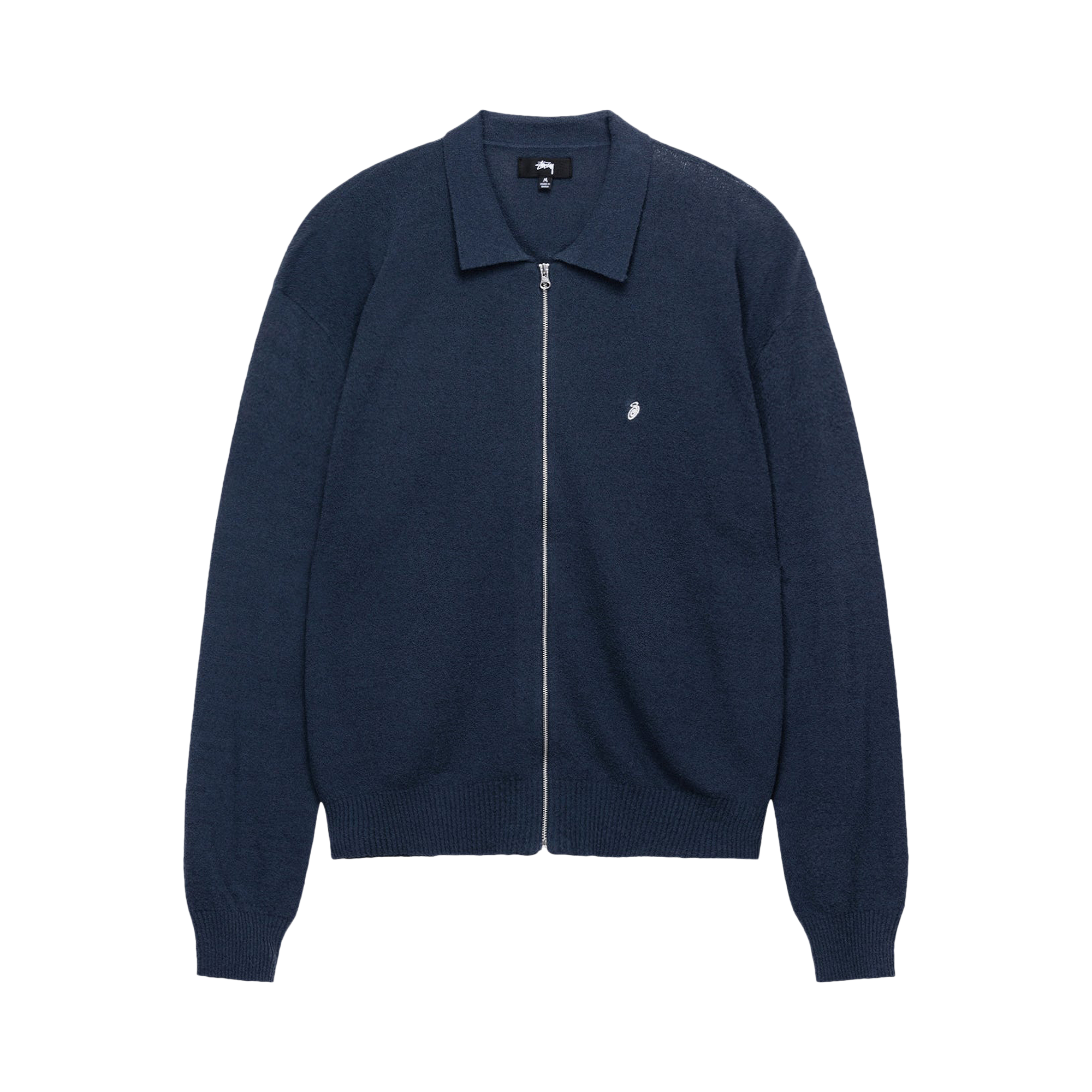 Pre-owned Stussy Light Weight Long-sleeve Zip Polo 'navy' In Blue