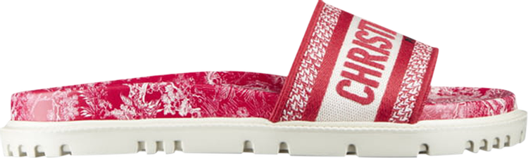 Dior Wmns DWay Slide 'Toile de Jouy Flowers Embroidered - Red'