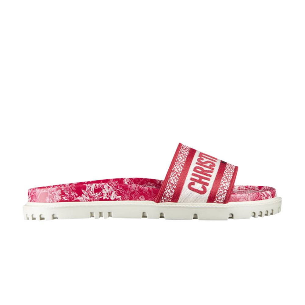 Pre-owned Dior Wmns Dway Slide 'toile De Jouy Flowers Embroidered - Red' | Women's Size 34.5