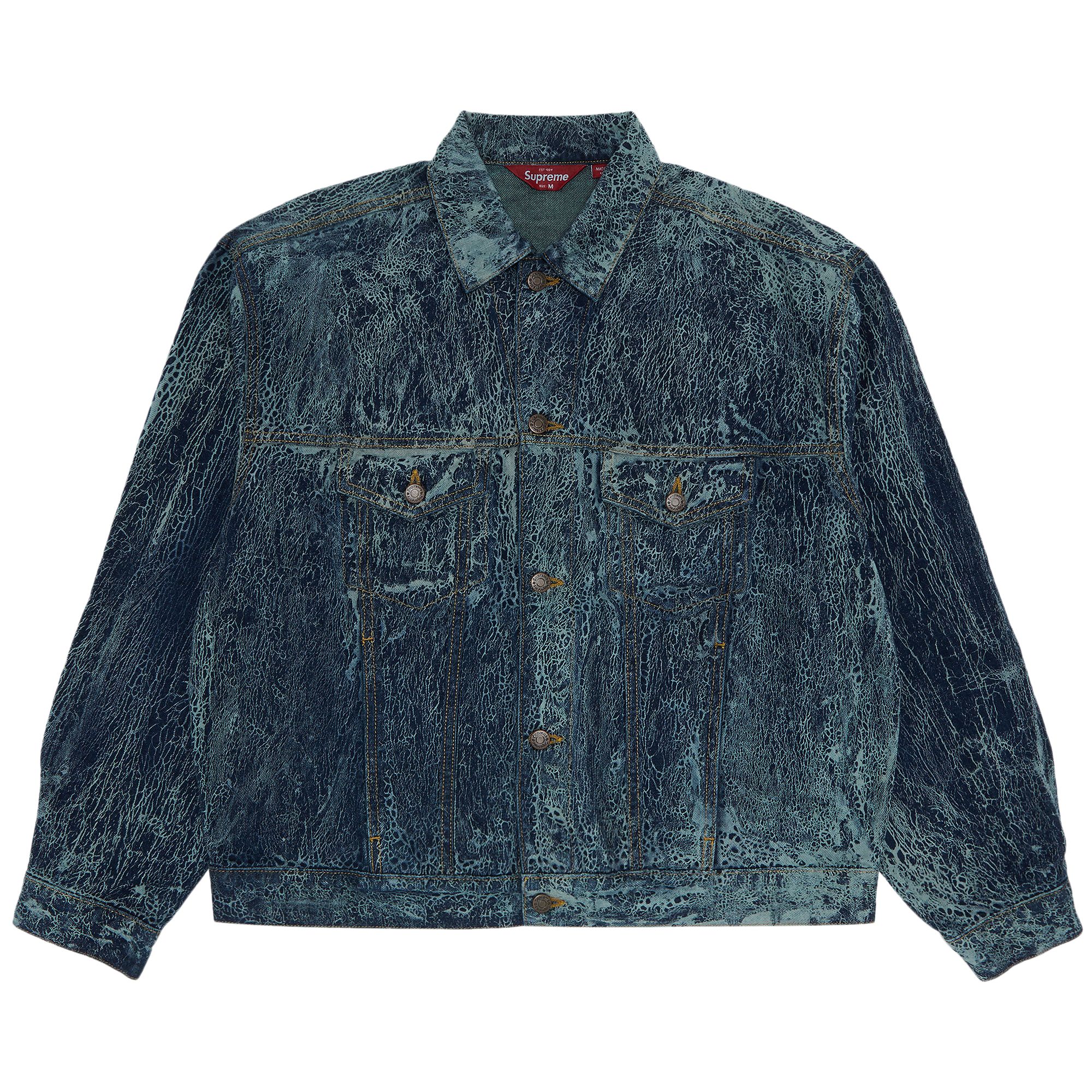 Supreme Crackle Denim Trucker Jacket 'Blue' | Men's Size M