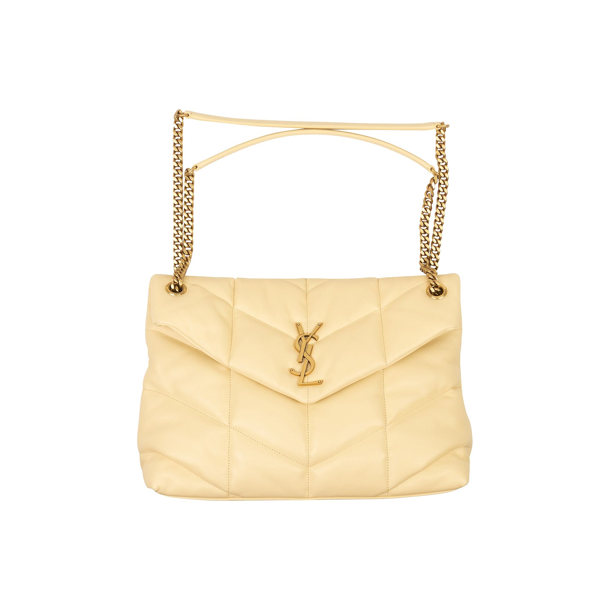 Pre-owned Saint Laurent Leather Medium Puffer Bag 'white'