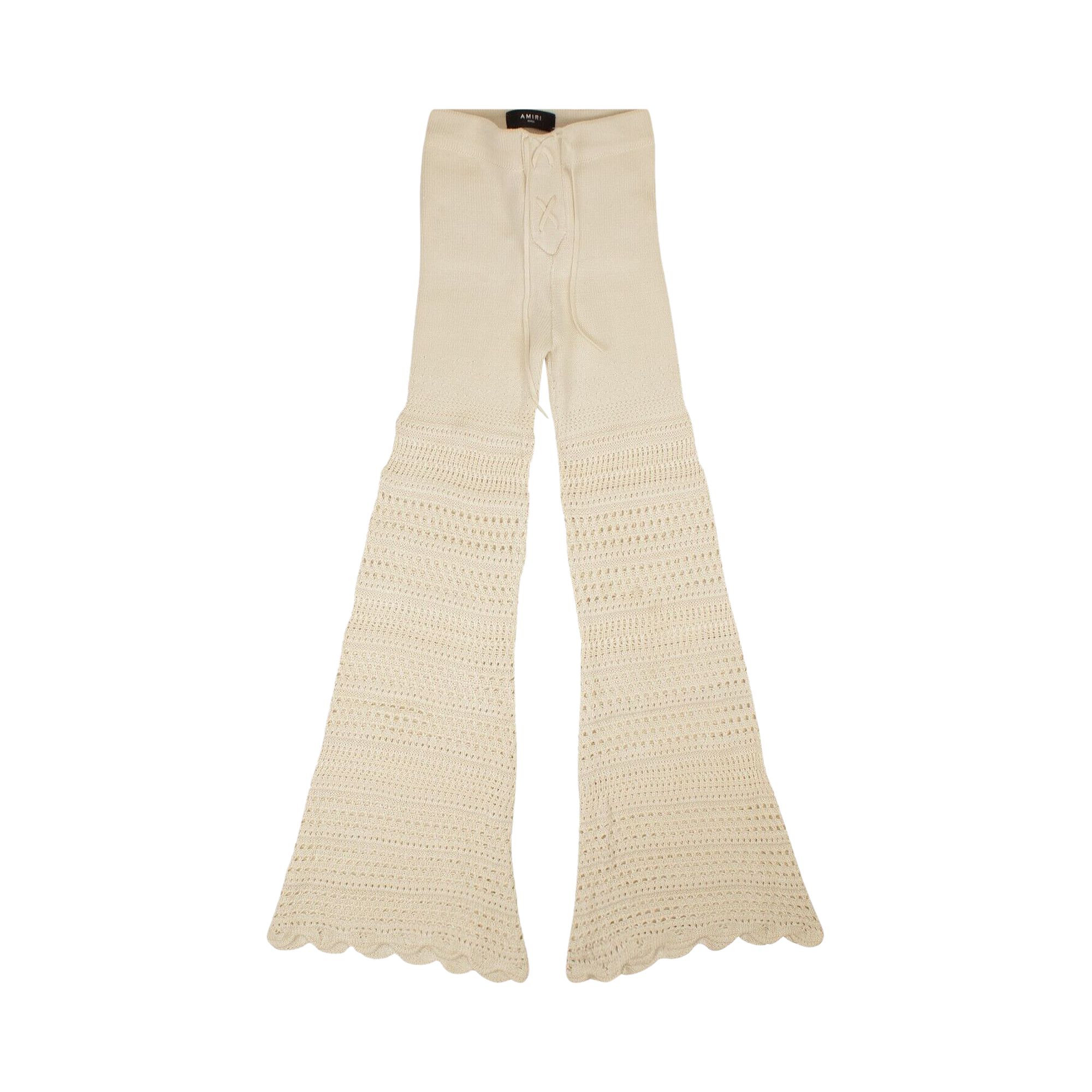 Amiri Checkered Crochet Flare Pants 'Ivory' | White | Women's Size S