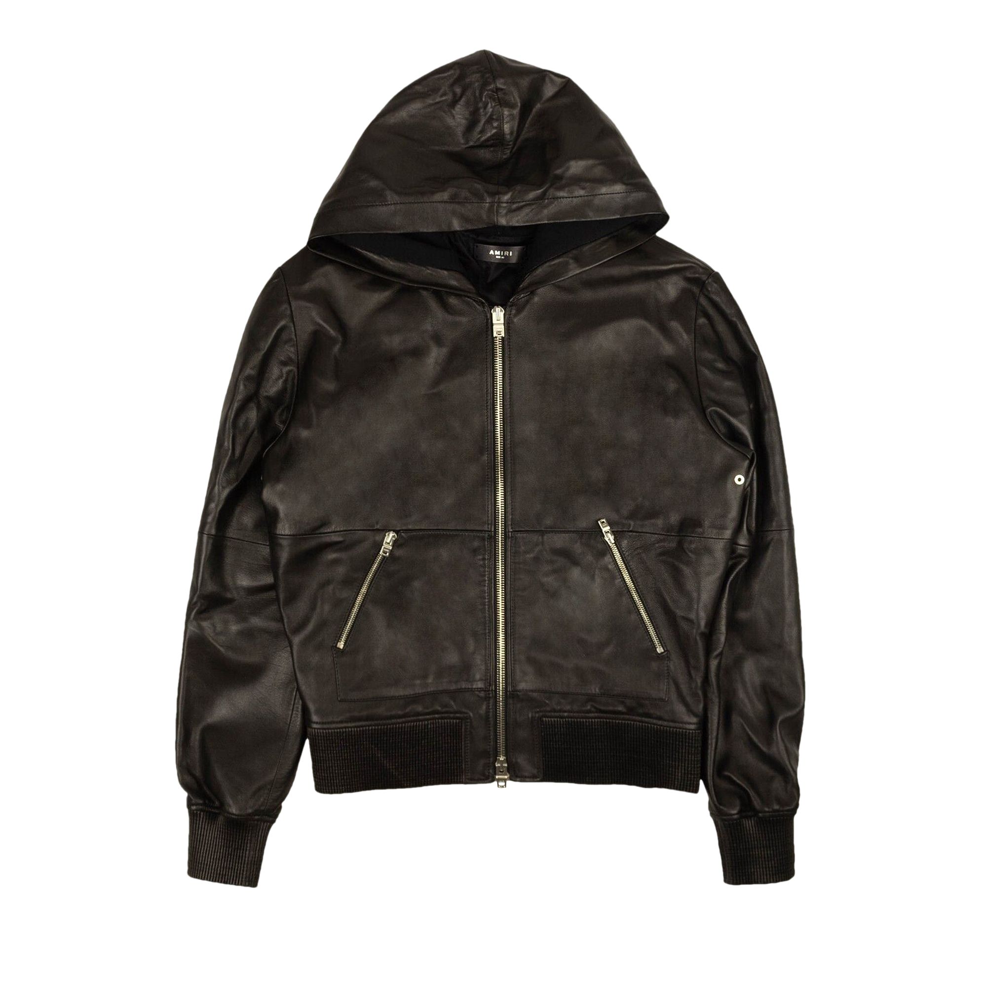 Pre-owned Amiri Leather Hoodie 'black' | Men's Size 46