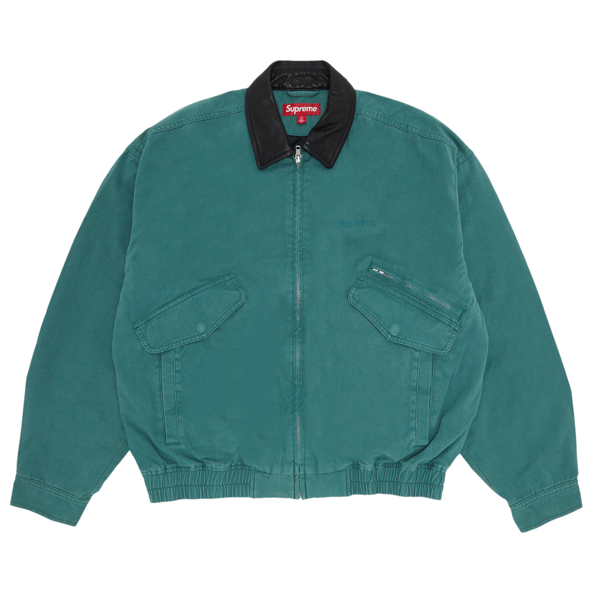 Pre-owned Supreme Leather Collar Utility Jacket 'green'