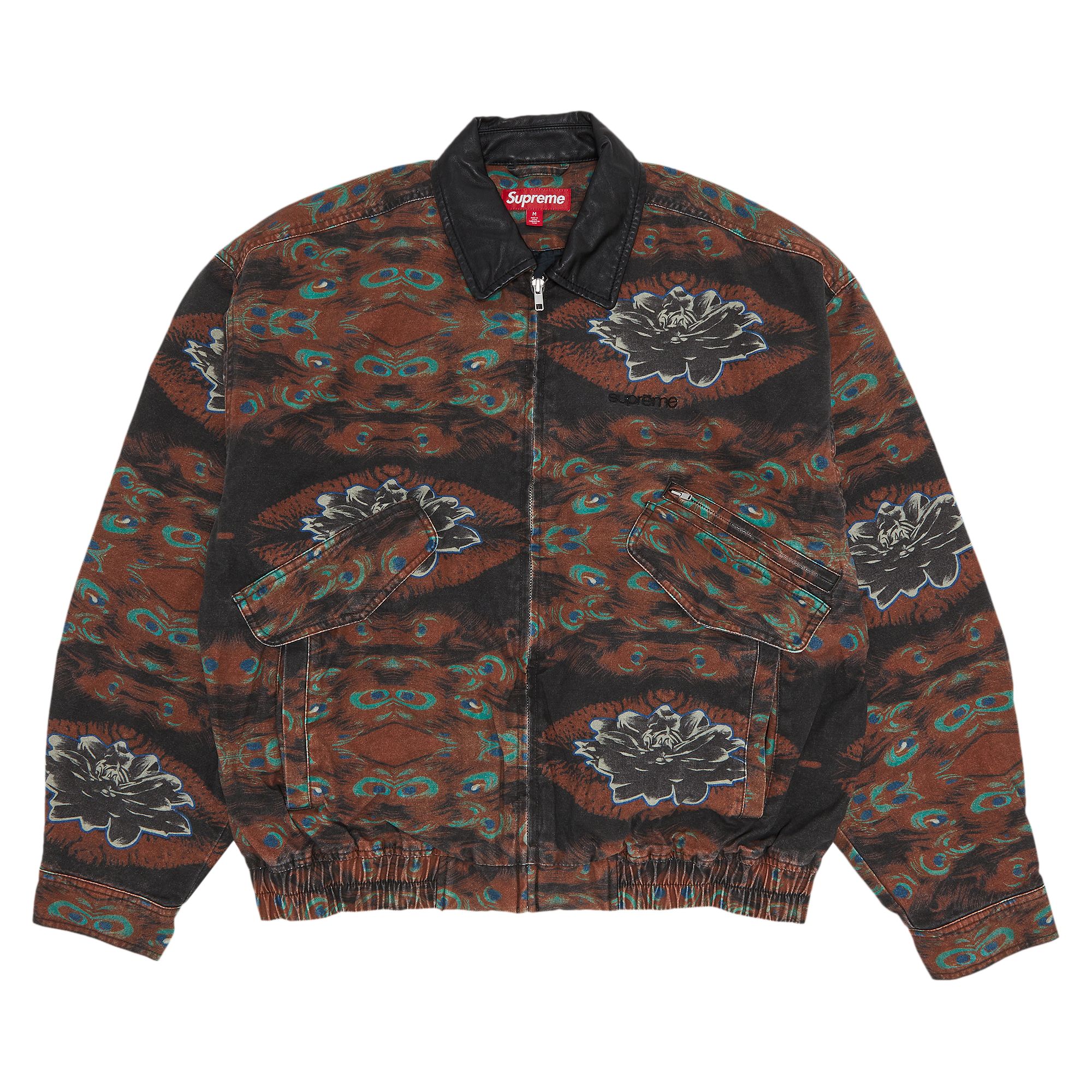 Supreme Leather Collar Utility Jacket 'Peacock' | Multi-Color | Men's Size XL
