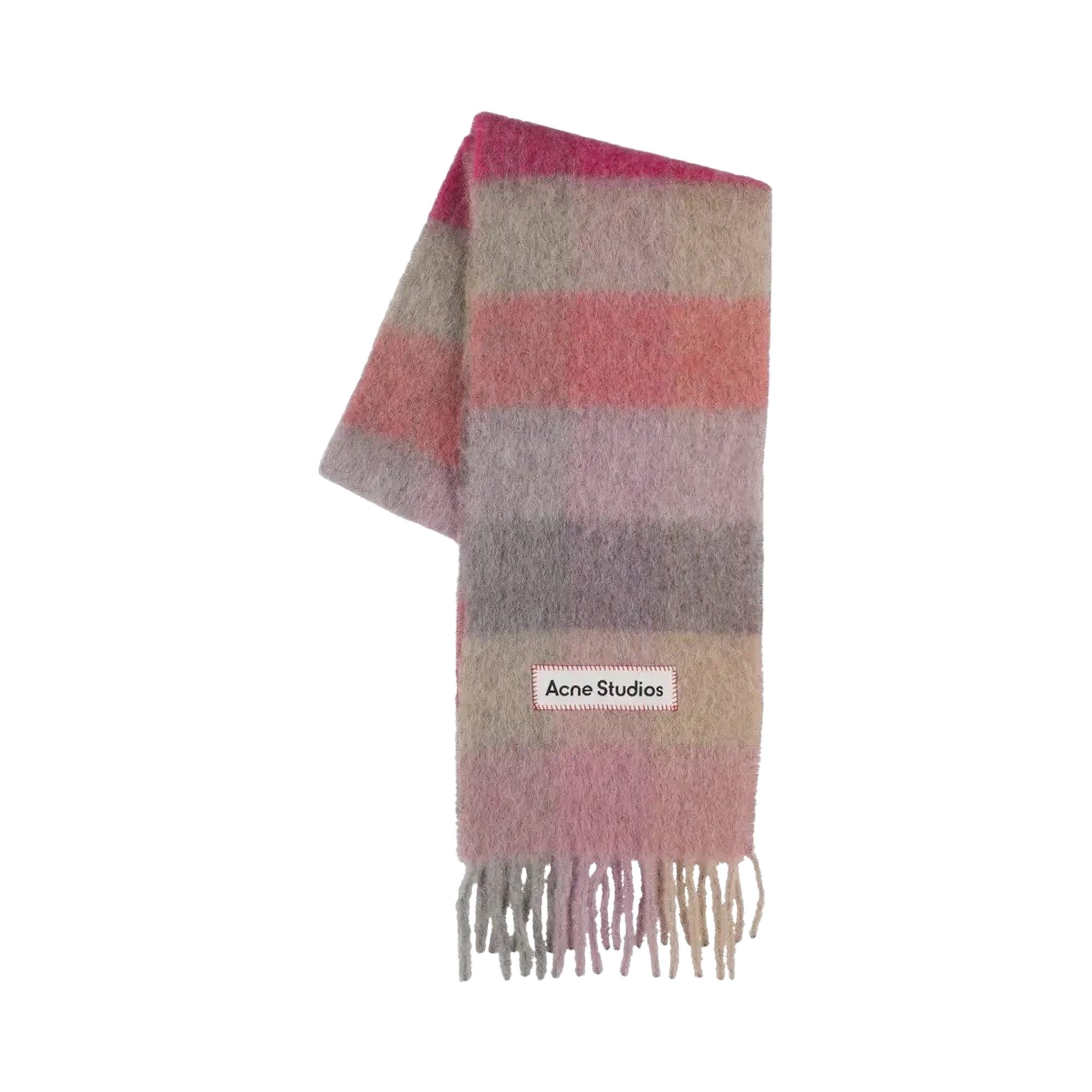 Pre-owned Acne Studios Mohair Checked Scarf 'fuchsia Pink/yellow/blue' In Multi-color