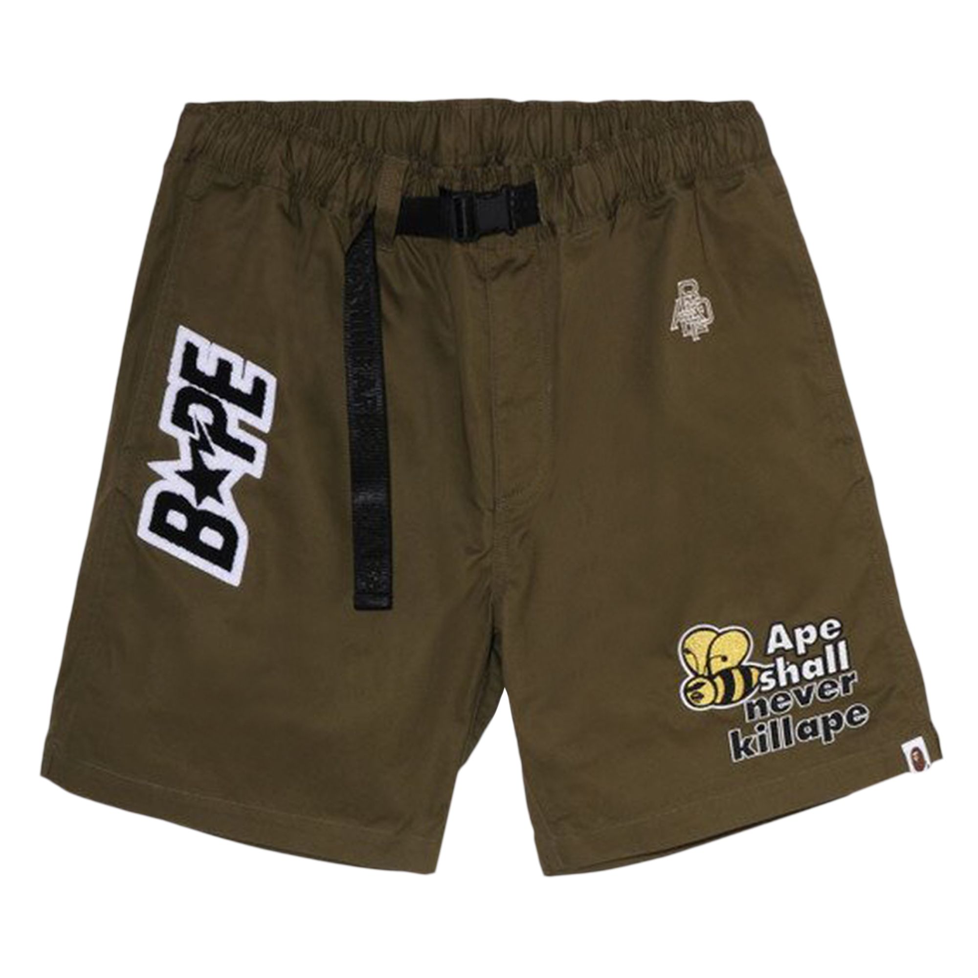 Pre-owned Bape Patchwork Eazy Shorts 'olive Drab' In Green