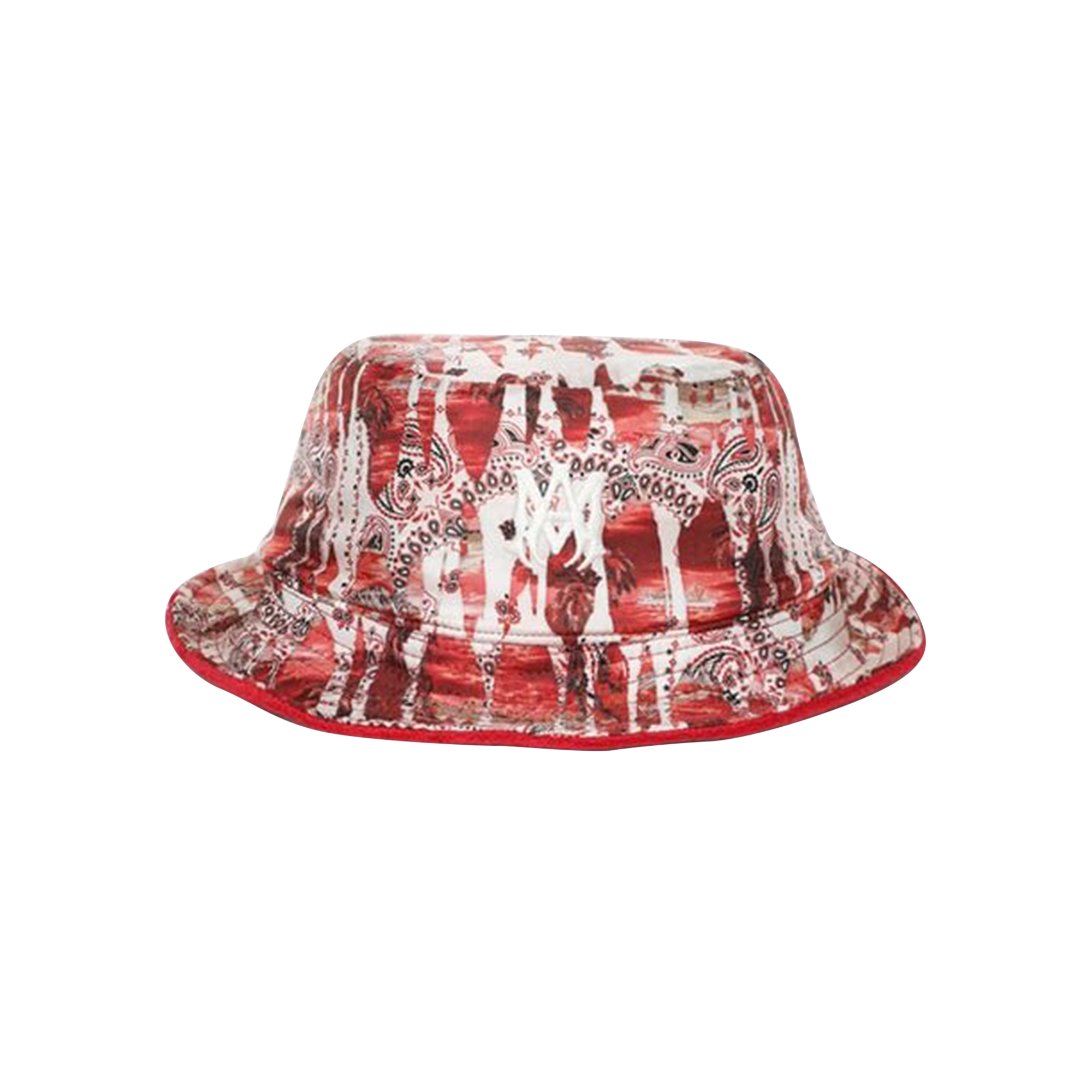 Pre-owned Amiri Bandana Aloha Silk Reversible Bucket Hat 'red'