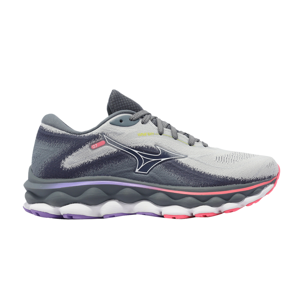 Pre-owned Mizuno Wmns Wave Sky 7 Super Wide 'pearl Blue High-vis Pink' In Grey
