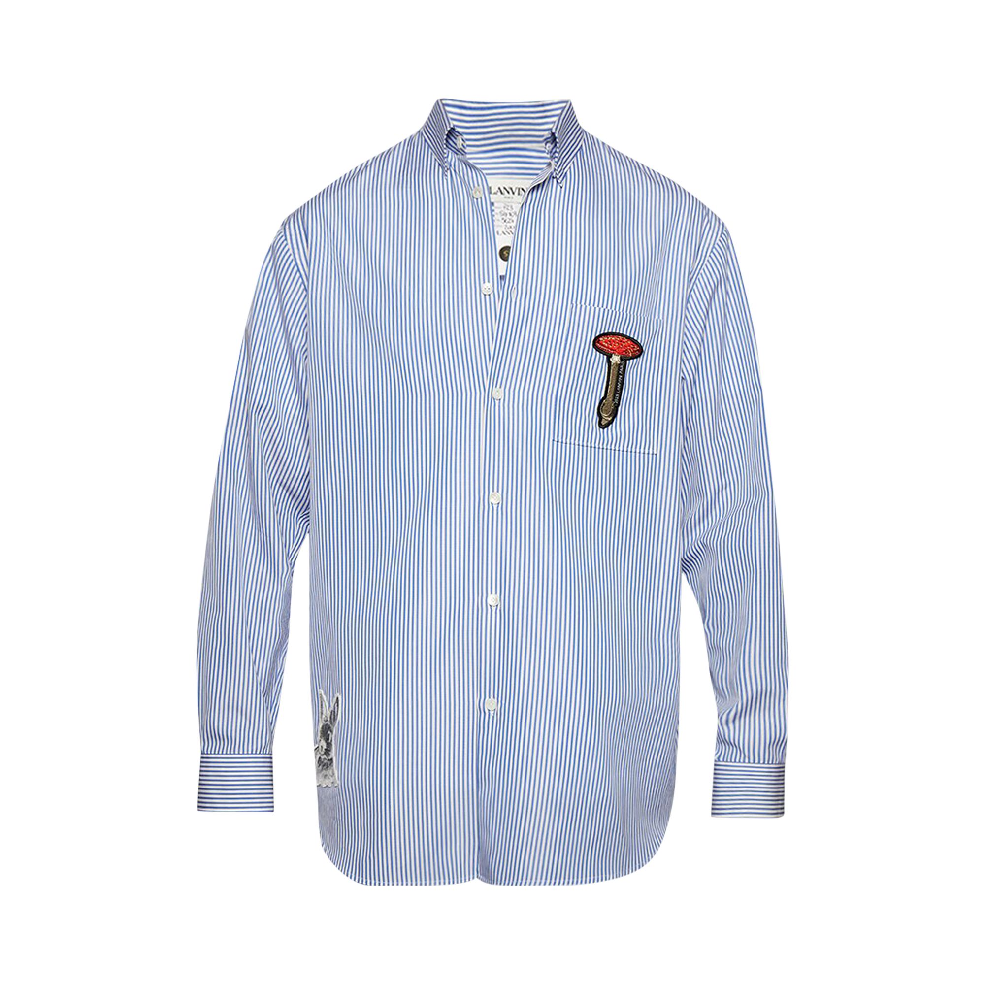 Pre-owned Lanvin Regular Fit-shirt With Cny Print 'blue/white' | Men's Size 44