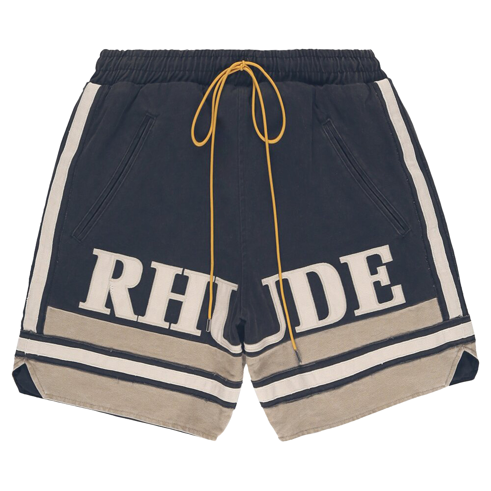 Pre-owned Rhude Embroidered Logo Short 'black/khaki'