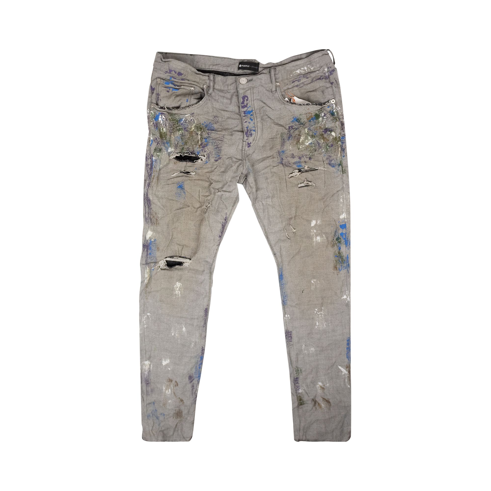 Pre-owned Purple Brand Reverse Dirty Repair Jeans 'grey' | Men's Size 38