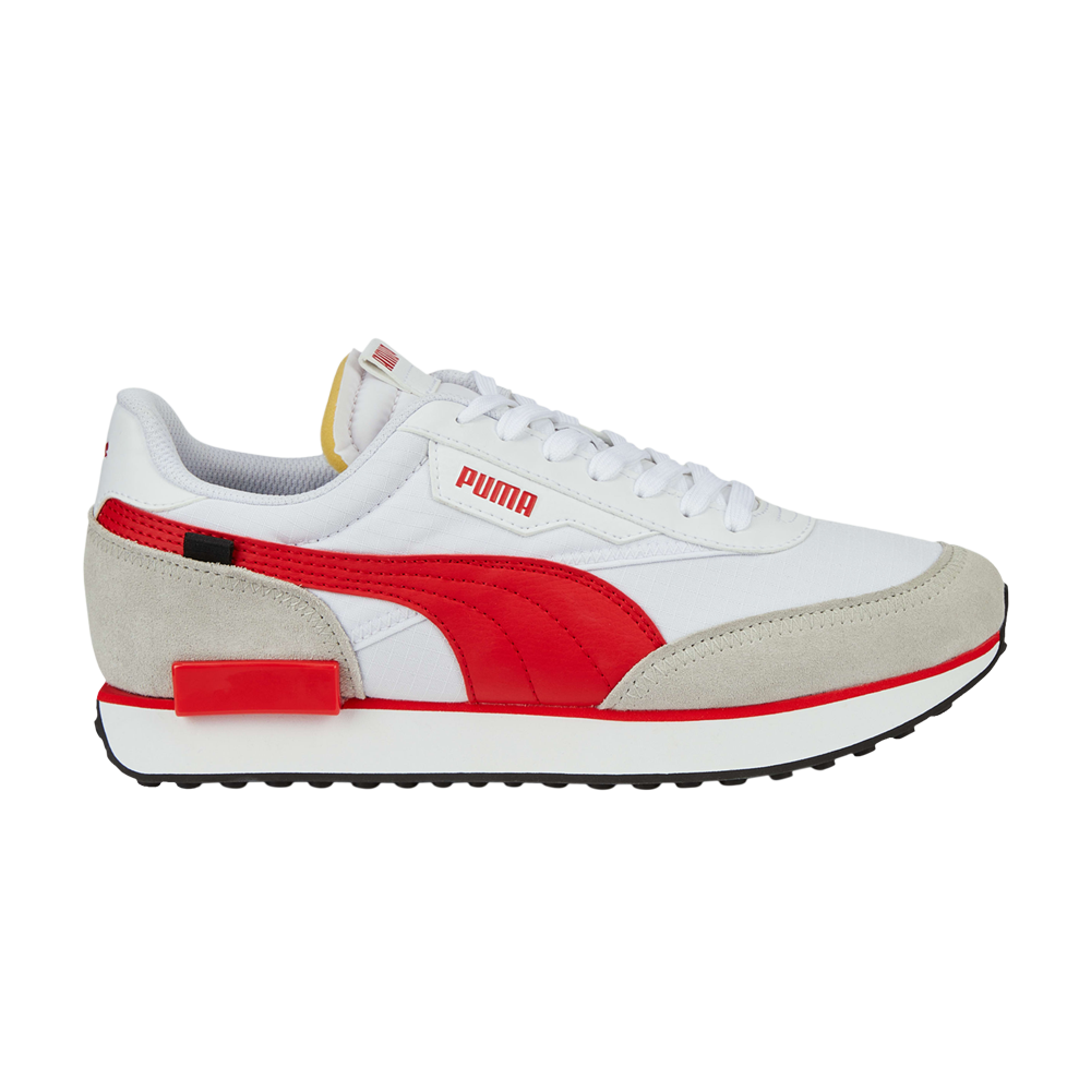Pre-owned Puma Future Rider Play On 'white High Risk Red'
