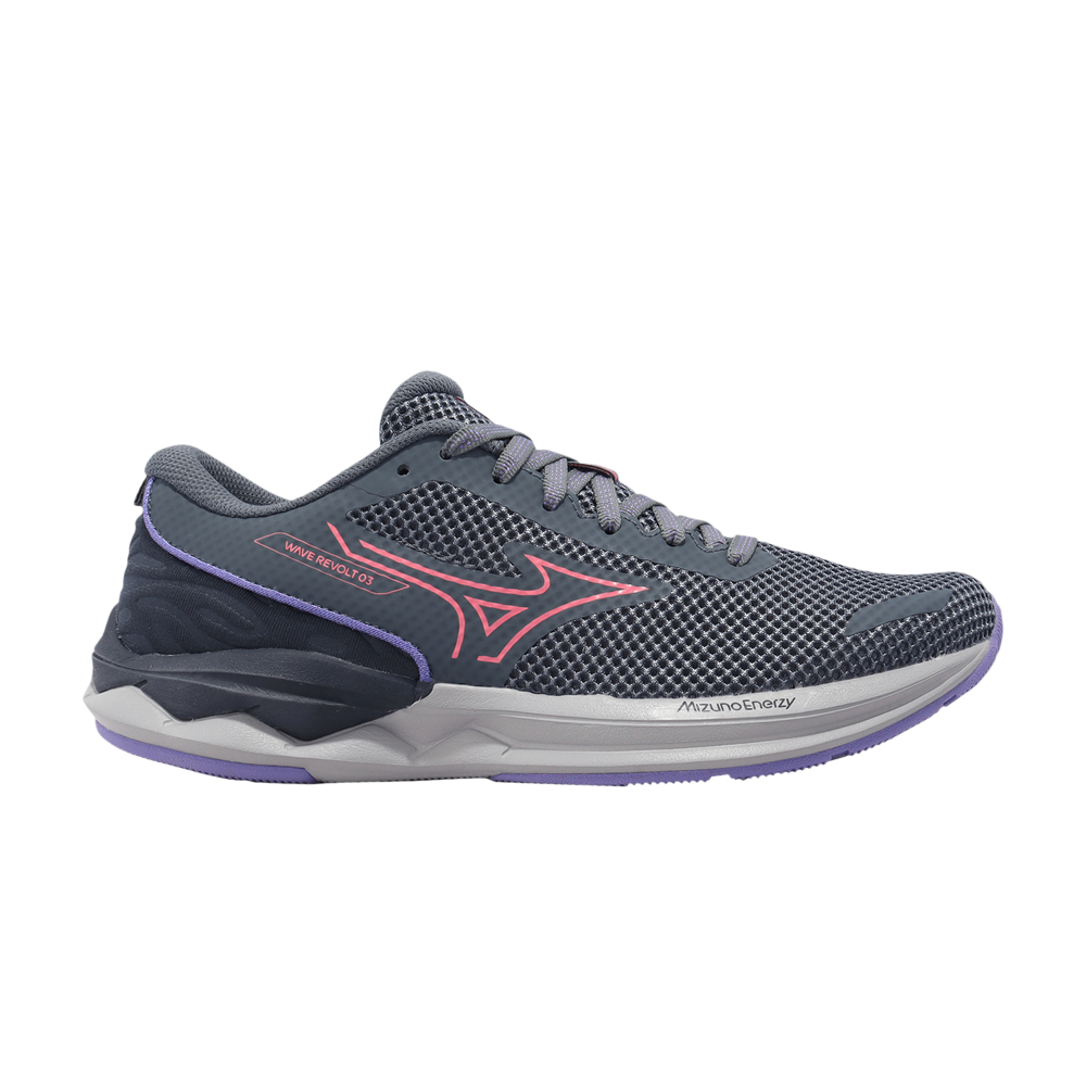 Pre-owned Mizuno Wmns Wave Revolt 3 'stormy Weather Purple Punch' In Grey