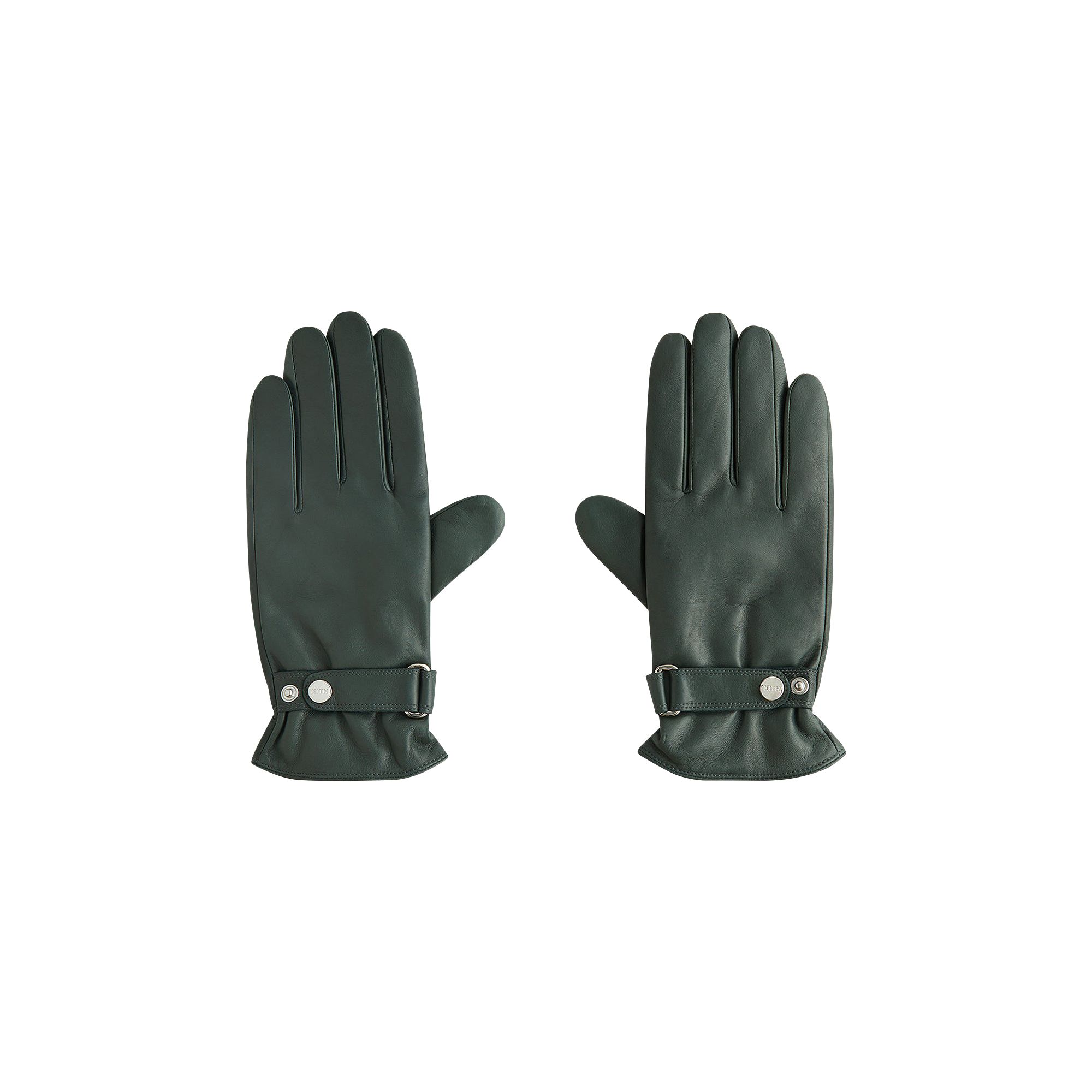 Pre-owned Kith Manhattan Leather Gloves 'stadium' | Green | Men's Size Onesize