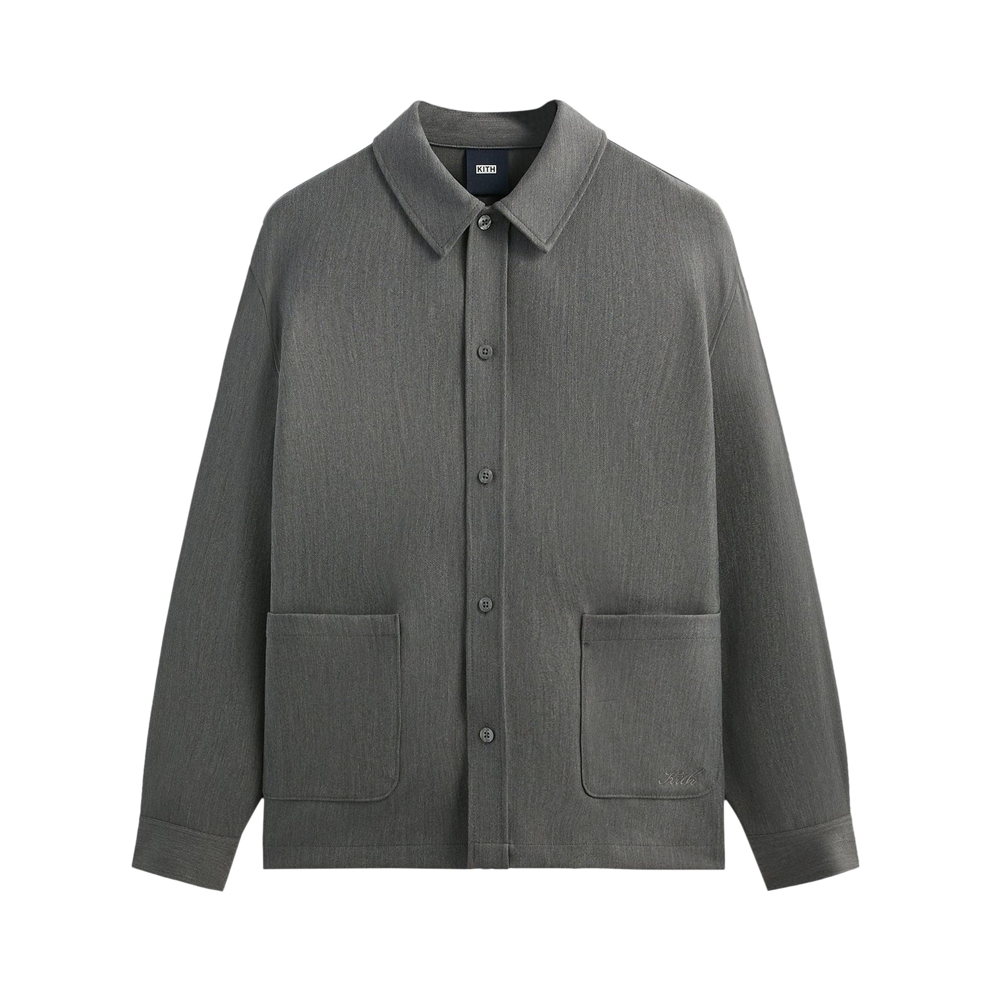 Kith Double Weave Boxy Collared Overshirt 'Medium Heather Grey' | Men's Size M