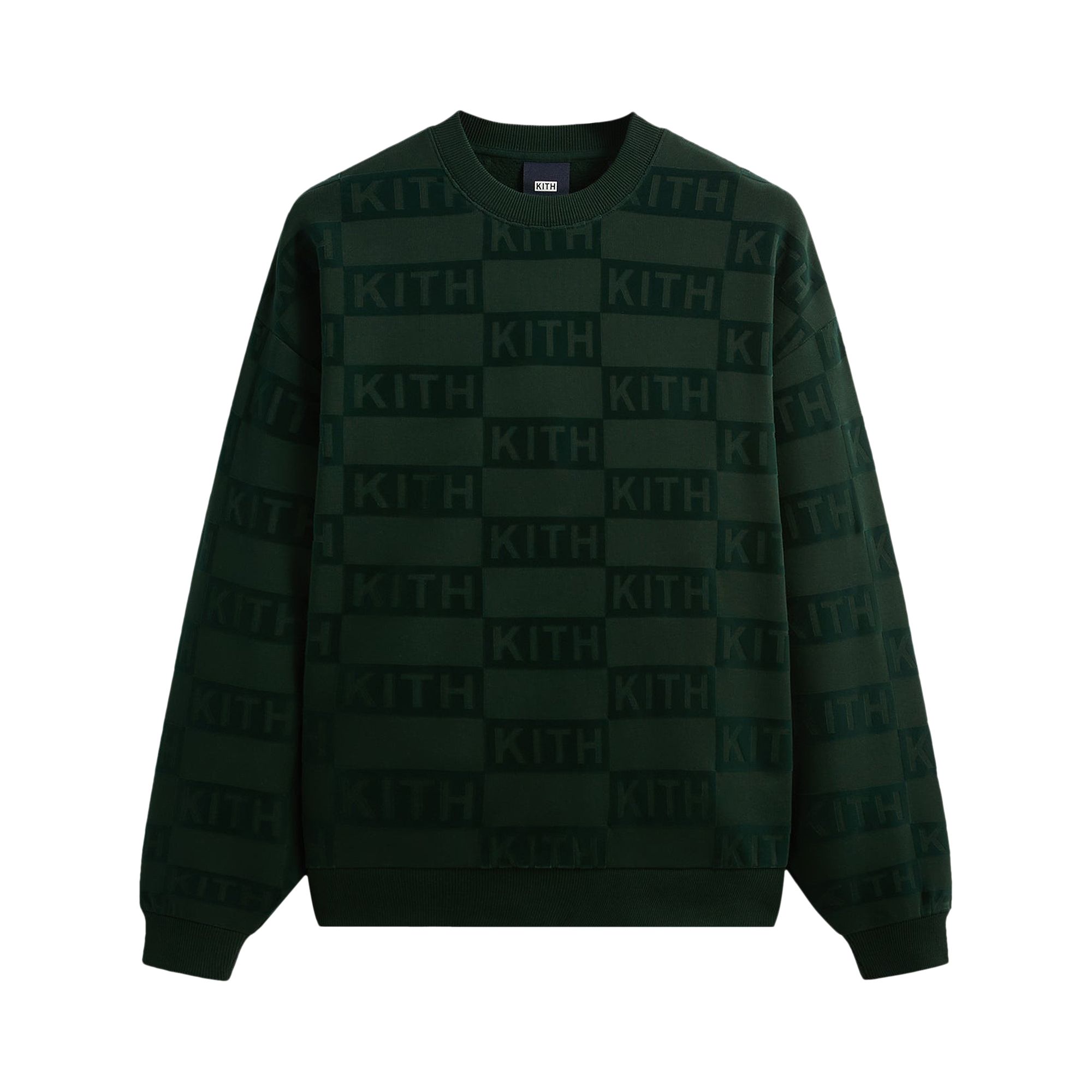 Pre-owned Kith Flocked Monogram Nelson Crewneck 'sandrift' | Green | Men's Size M