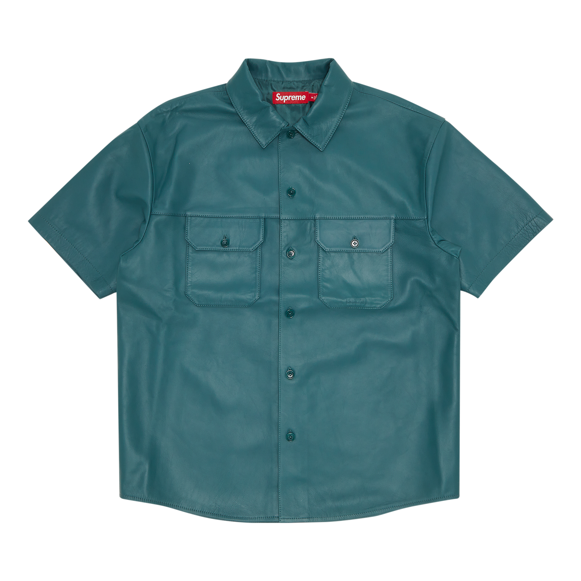 Pre-owned Supreme Short-sleeve Leather Work Shirt 'dusty Teal'