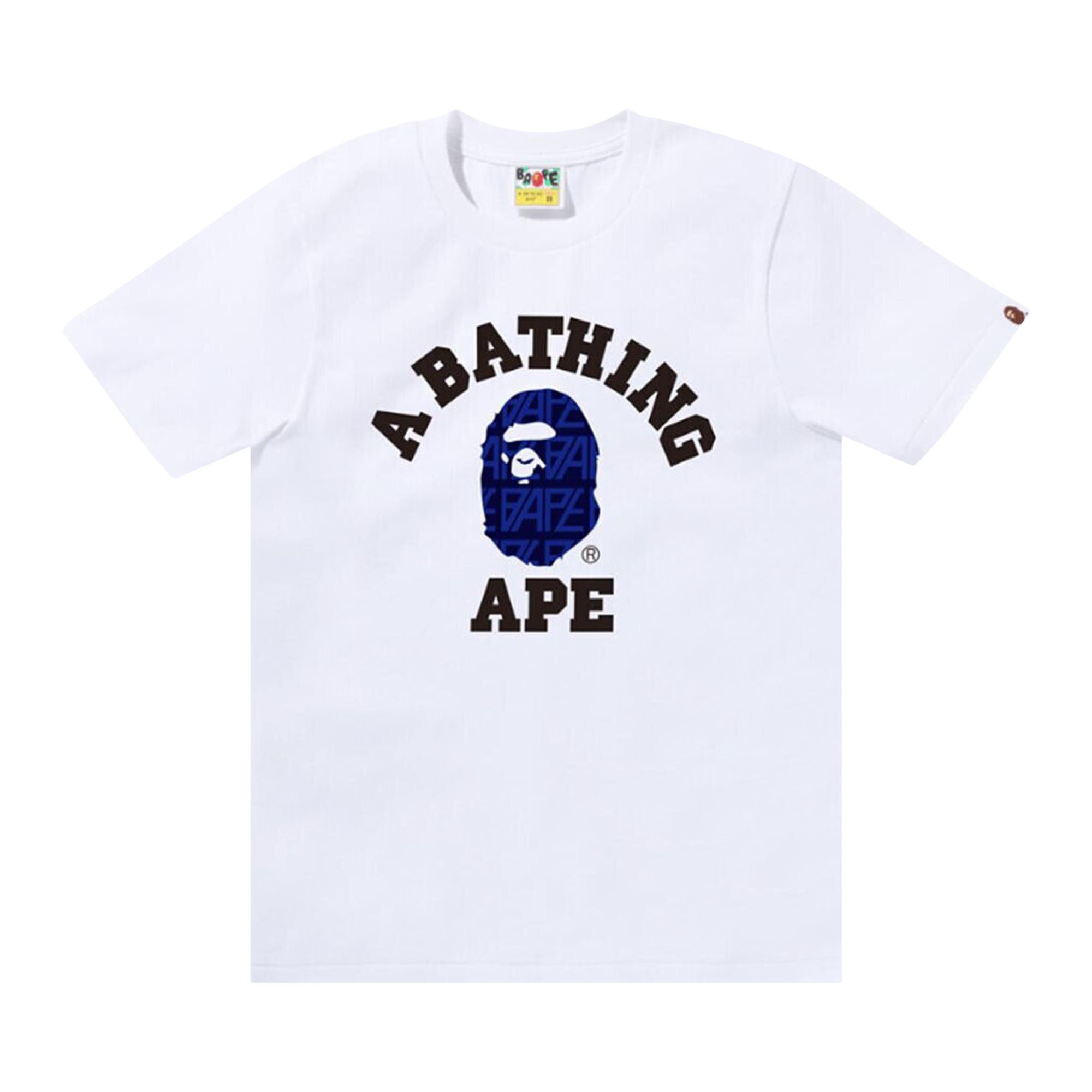 BAPE BAPE LOGO MONOGRAM COLLEGE TEE 'WHITE/NAVY'