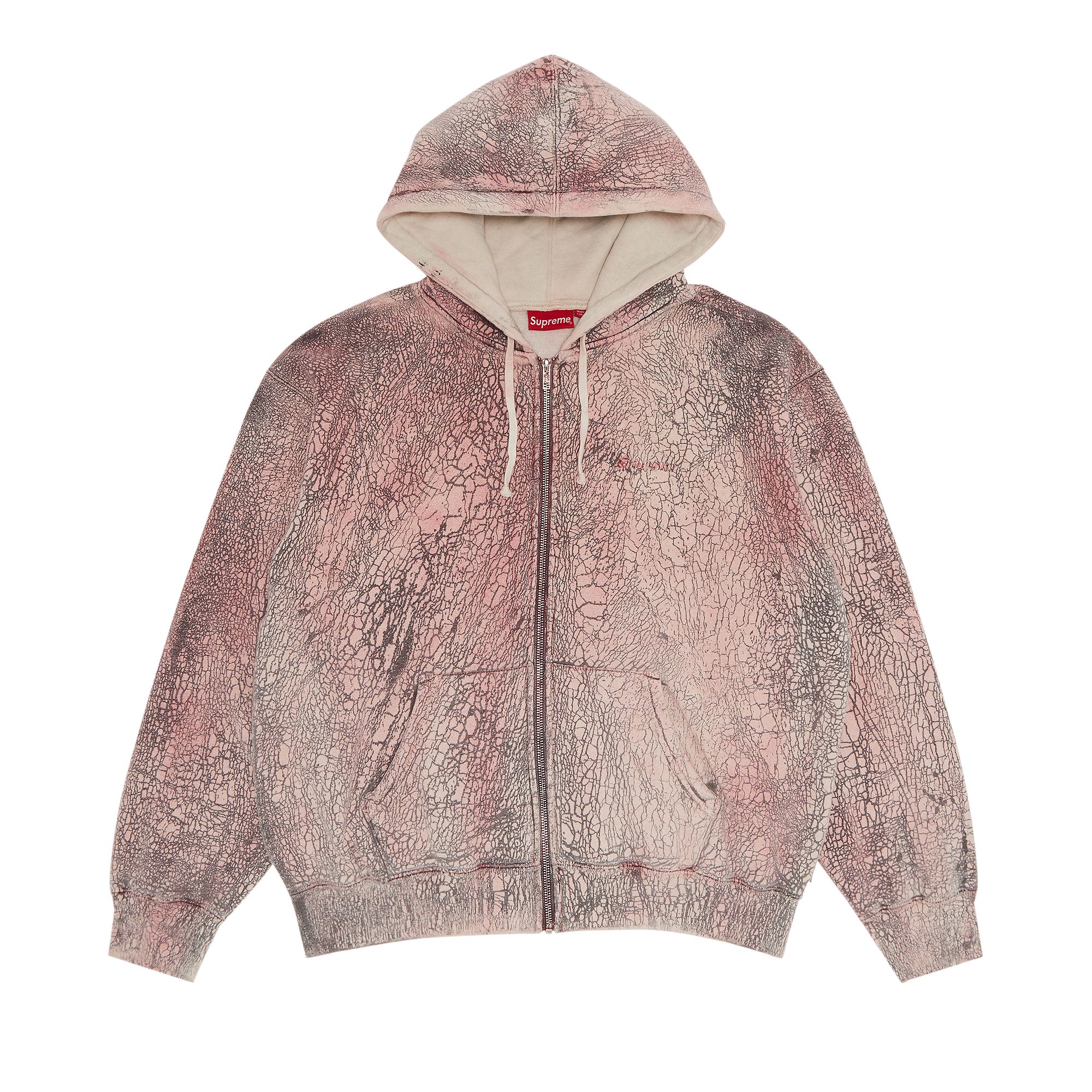 Pre-owned Supreme Crackle Zip Up Hooded Sweatshirt 'red' | Men's Size Xl