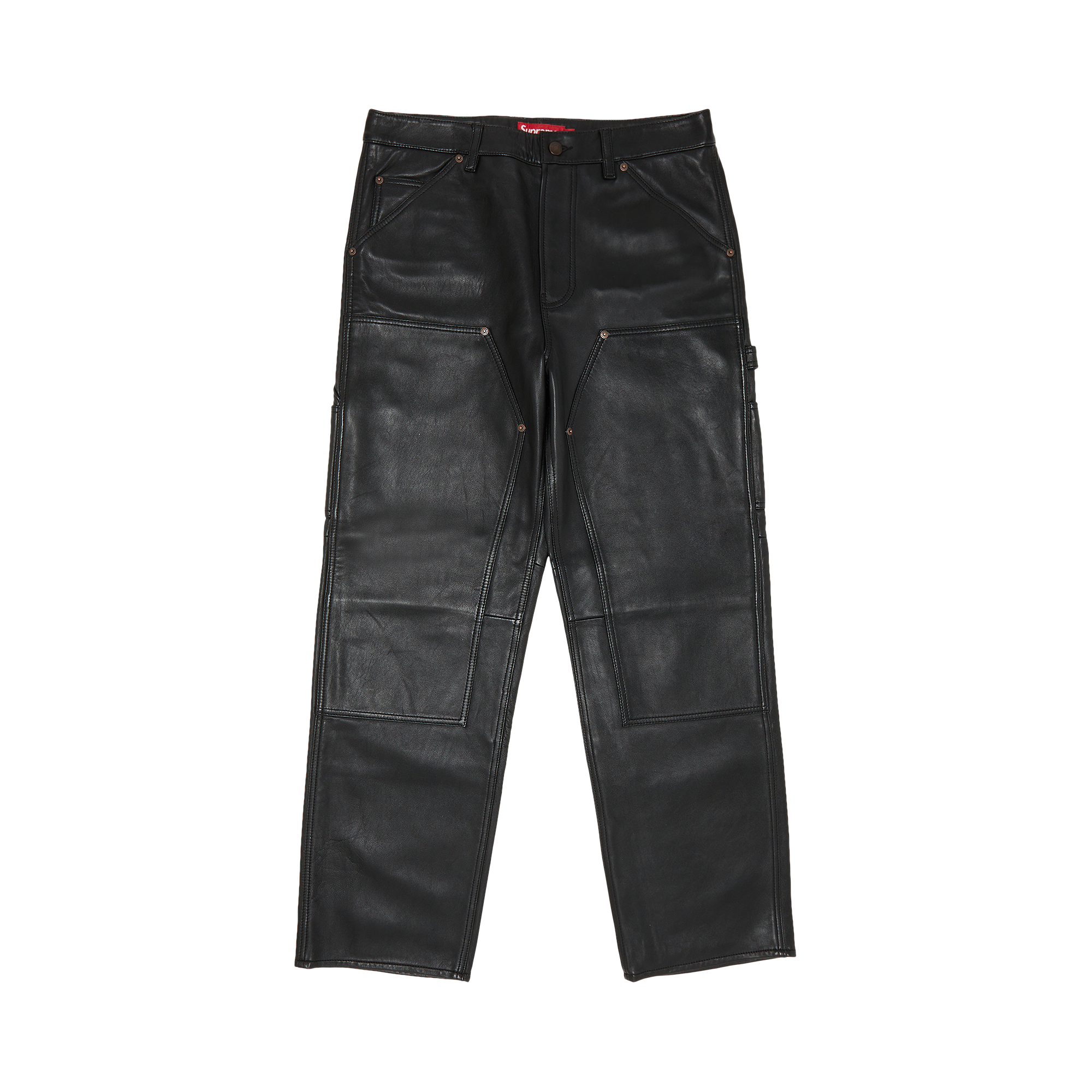Pre-owned Supreme Leather Double Knee Painter Pant 'black'
