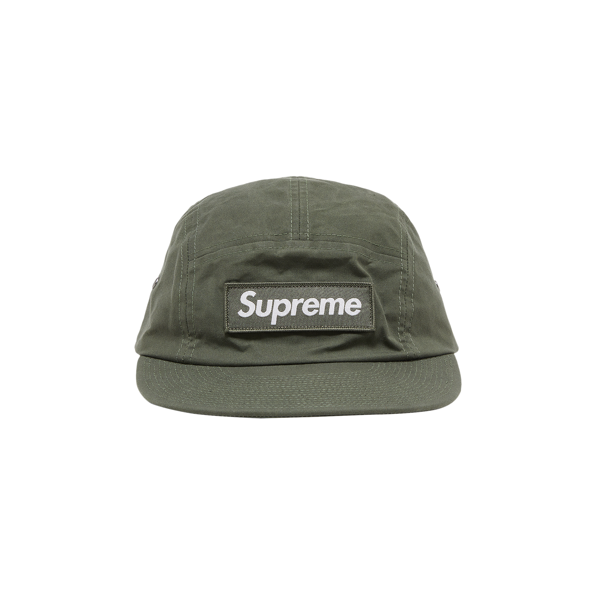 Pre-owned Supreme Waxed Cotton Camp Cap 'olive' In Green